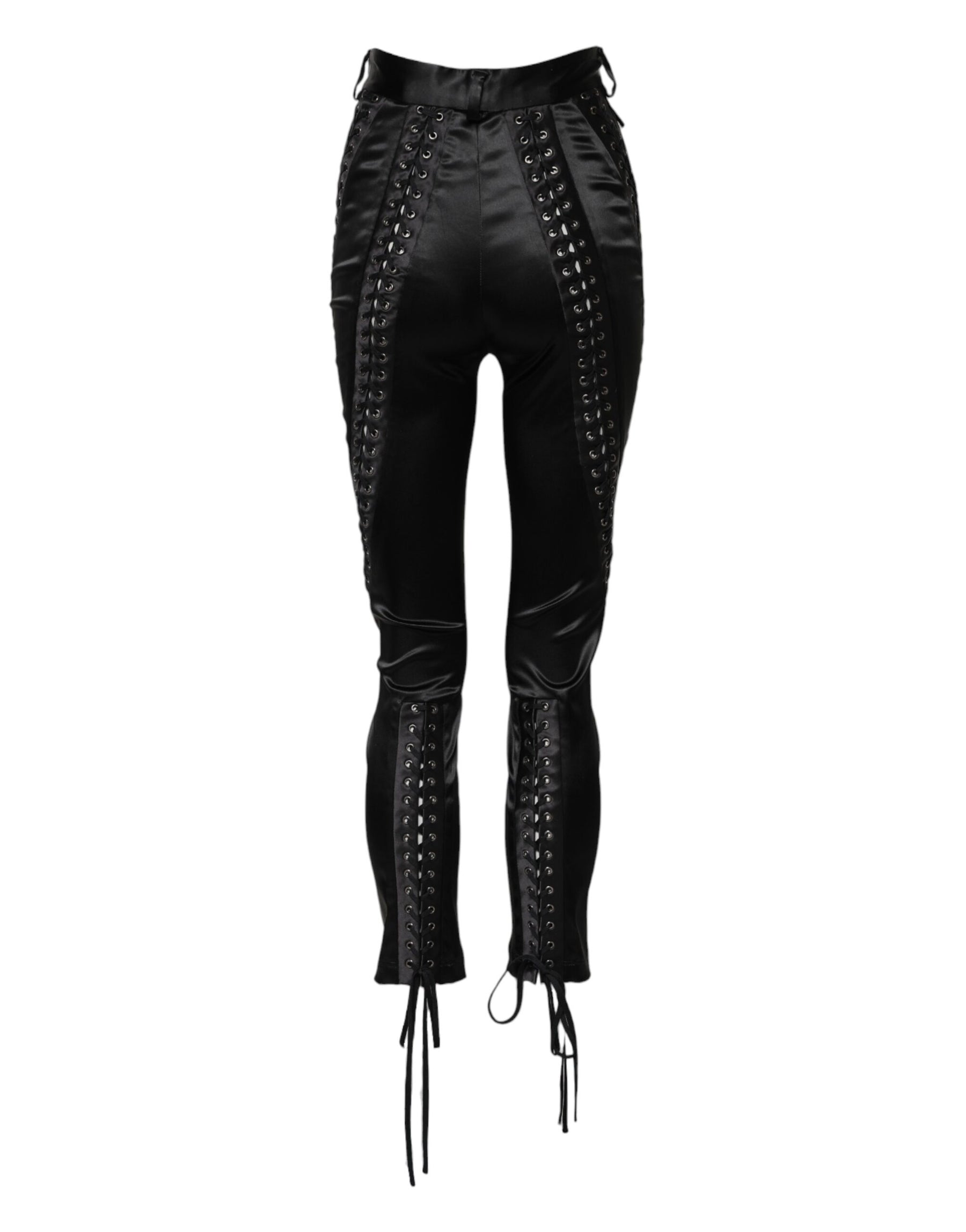 Dolce & Gabbana Black Lace Details High Waist Skinny Pants | Regal Royce