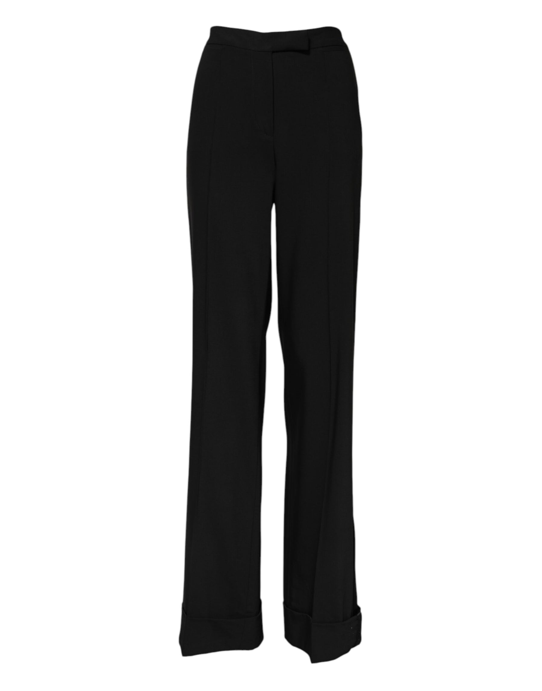 Dolce & Gabbana Black Wool High Waist Flared Pants | Regal Royce