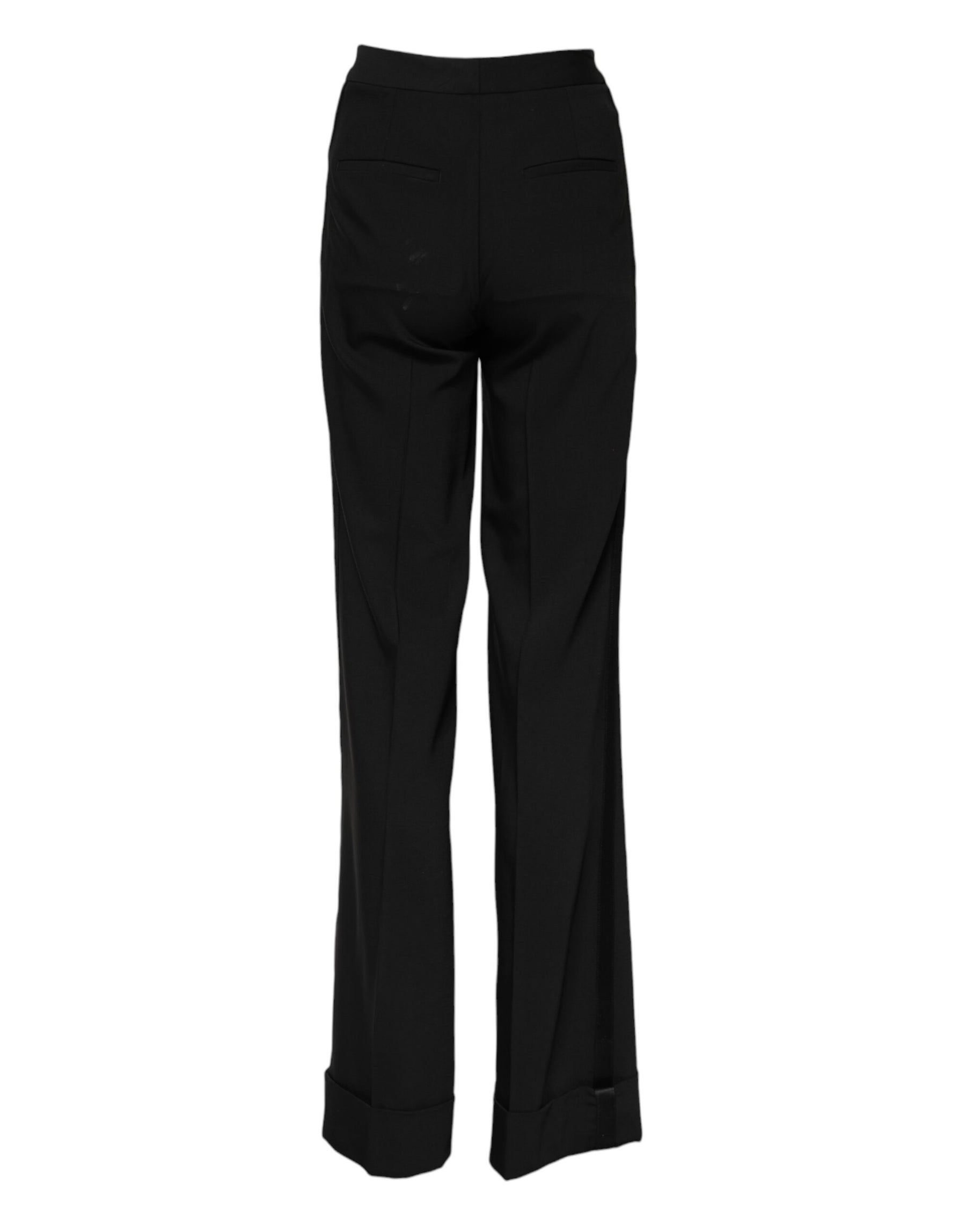 Dolce & Gabbana Black Wool High Waist Flared Pants | Regal Royce