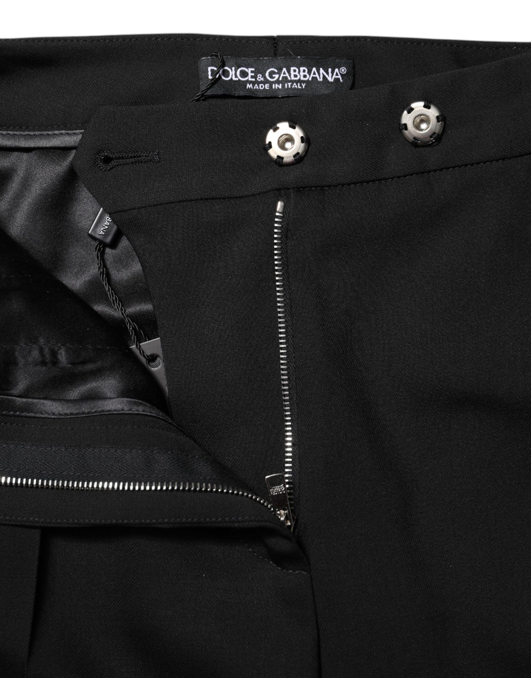 Dolce & Gabbana Black Wool High Waist Flared Pants | Regal Royce