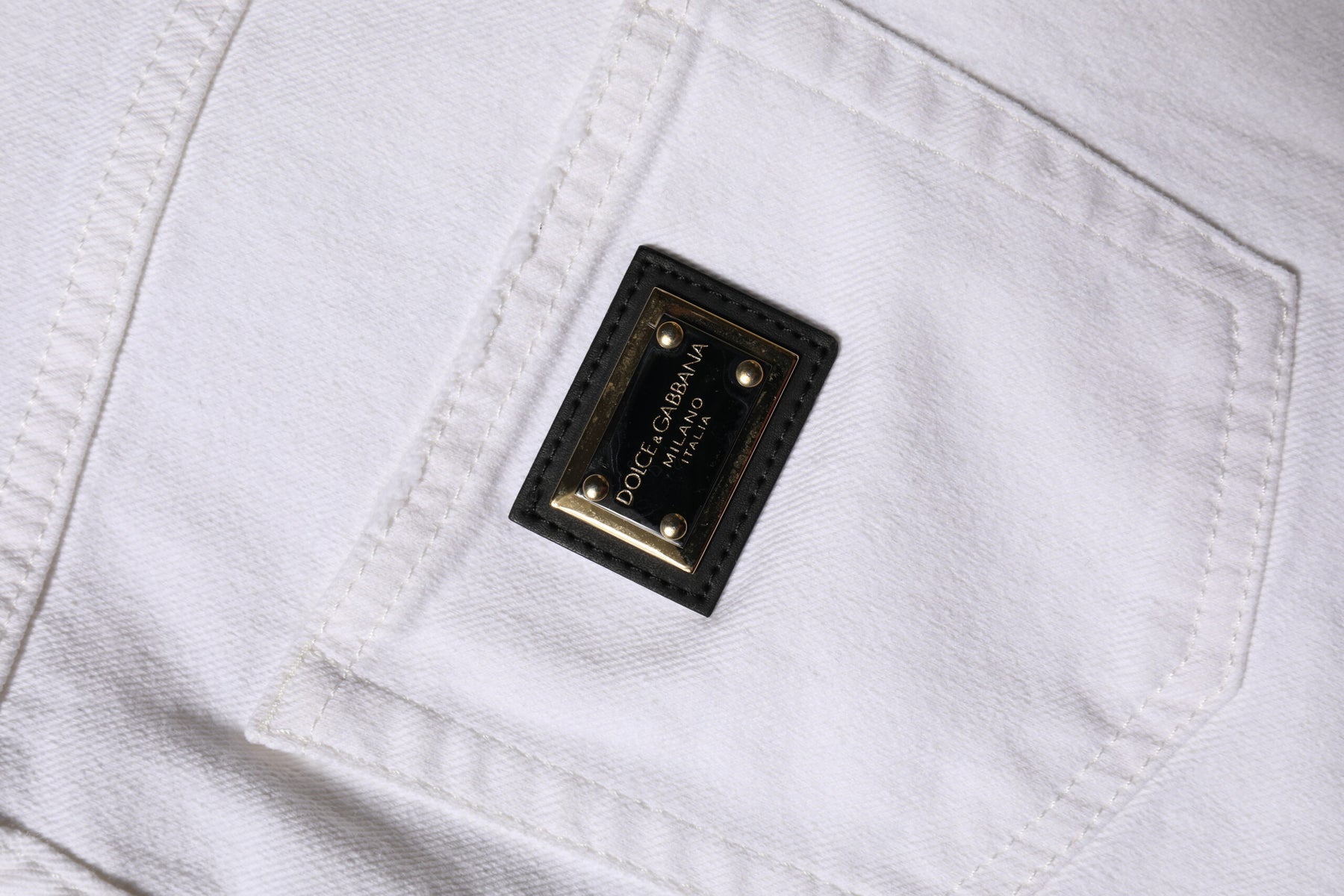 Dolce & Gabbana White Cotton High Waist Straight Denim Jeans | Regal Royce