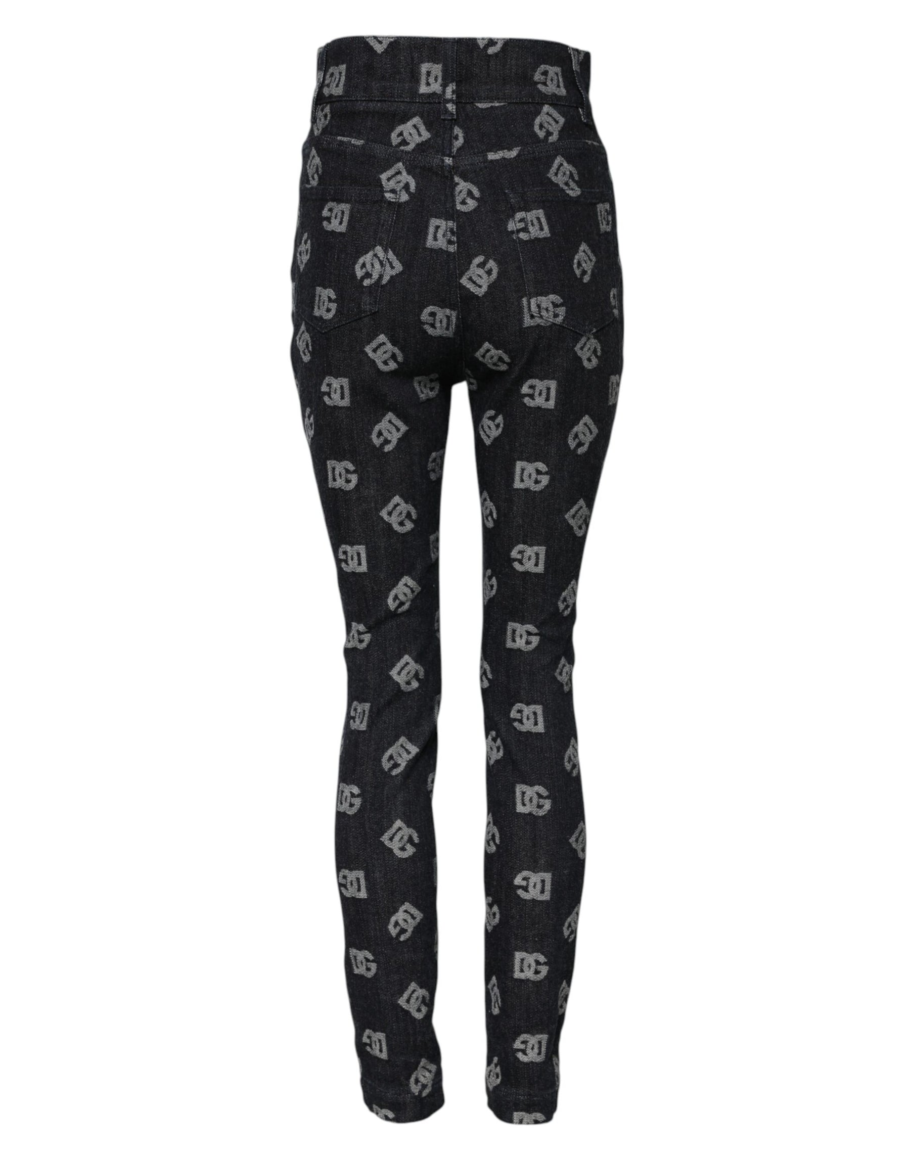 Dolce & Gabbana Black DG Logo High Waist Skinny Denim Jeans | Regal Royce