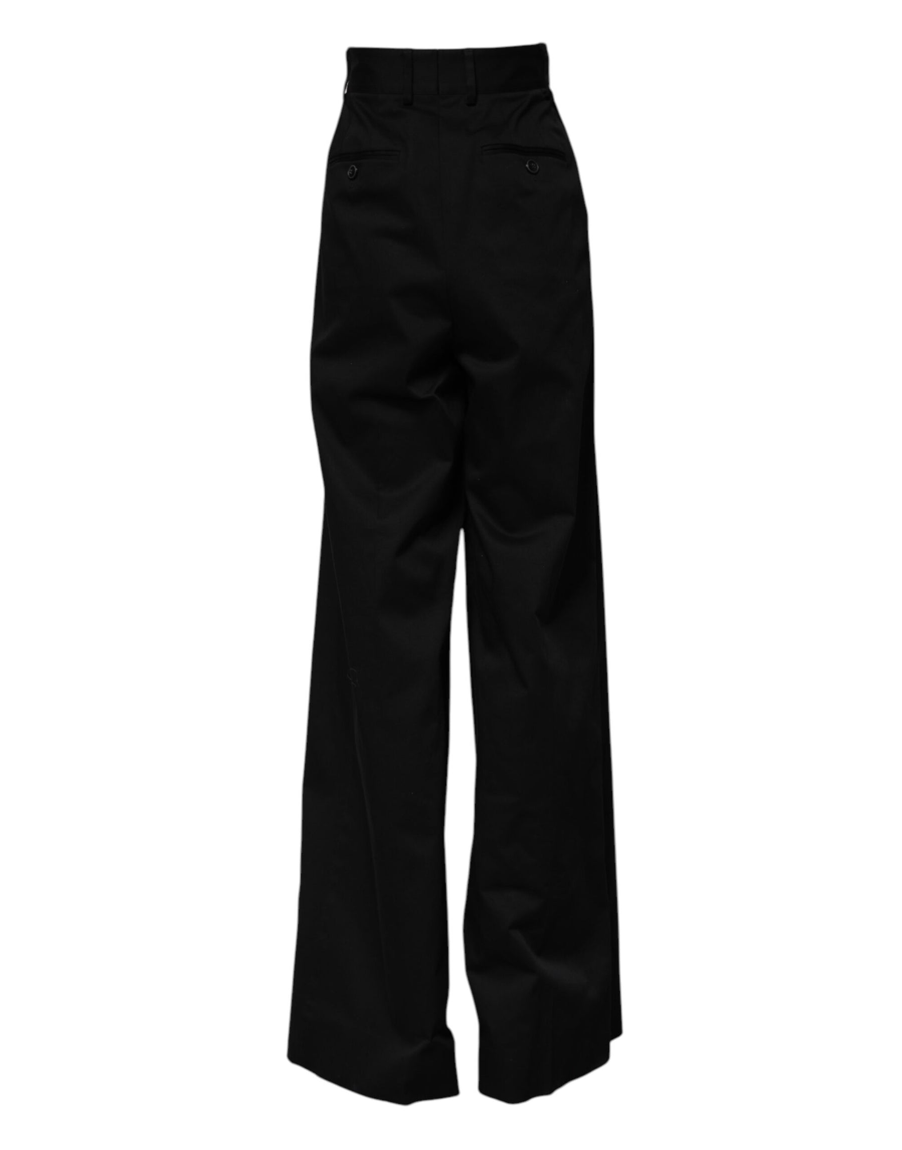 Dolce & Gabbana Black Cotton HighWaist Wide Leg Pants | Regal Royce