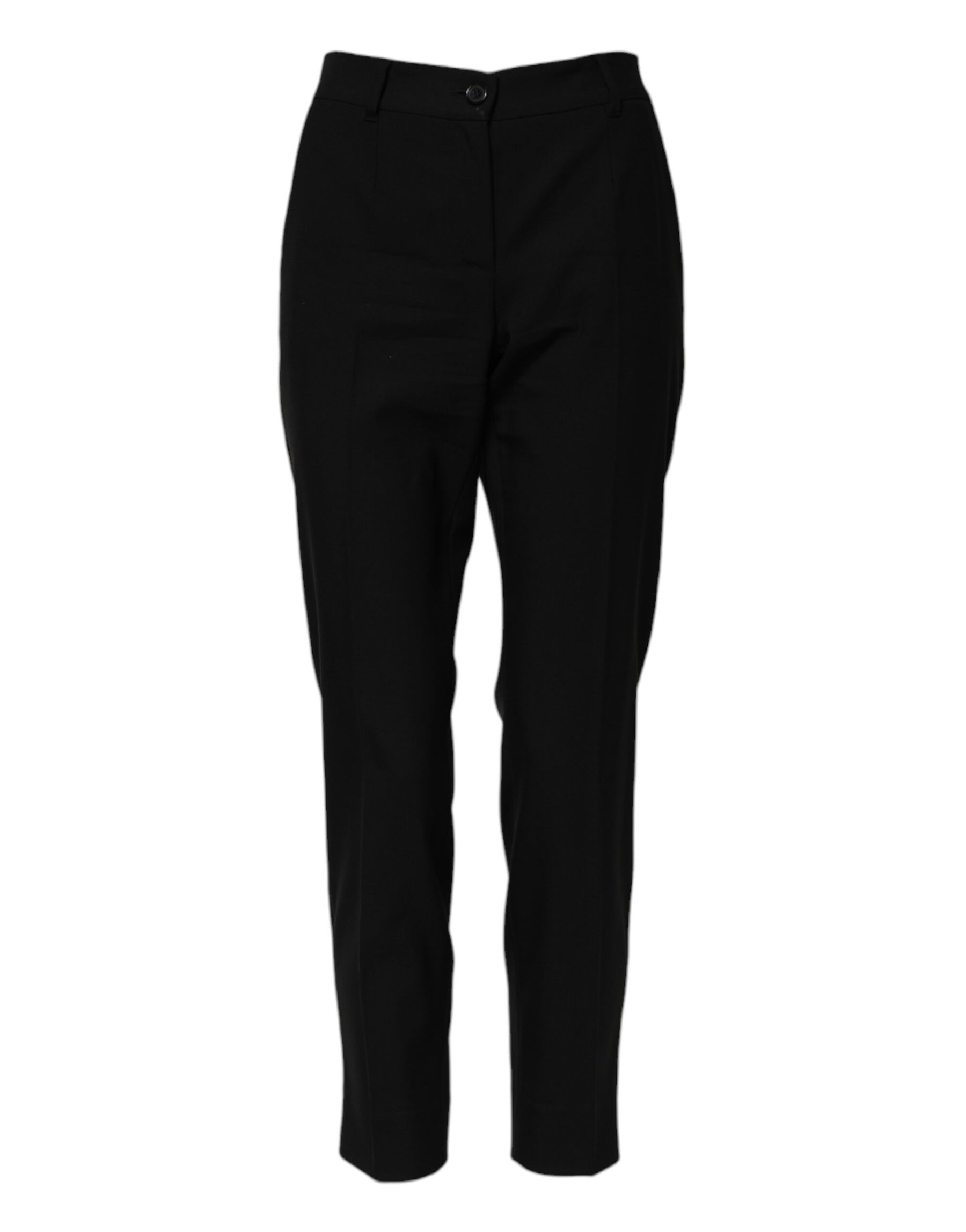Dolce & Gabbana Black Wool High Waist Tapered Pants | Regal Royce