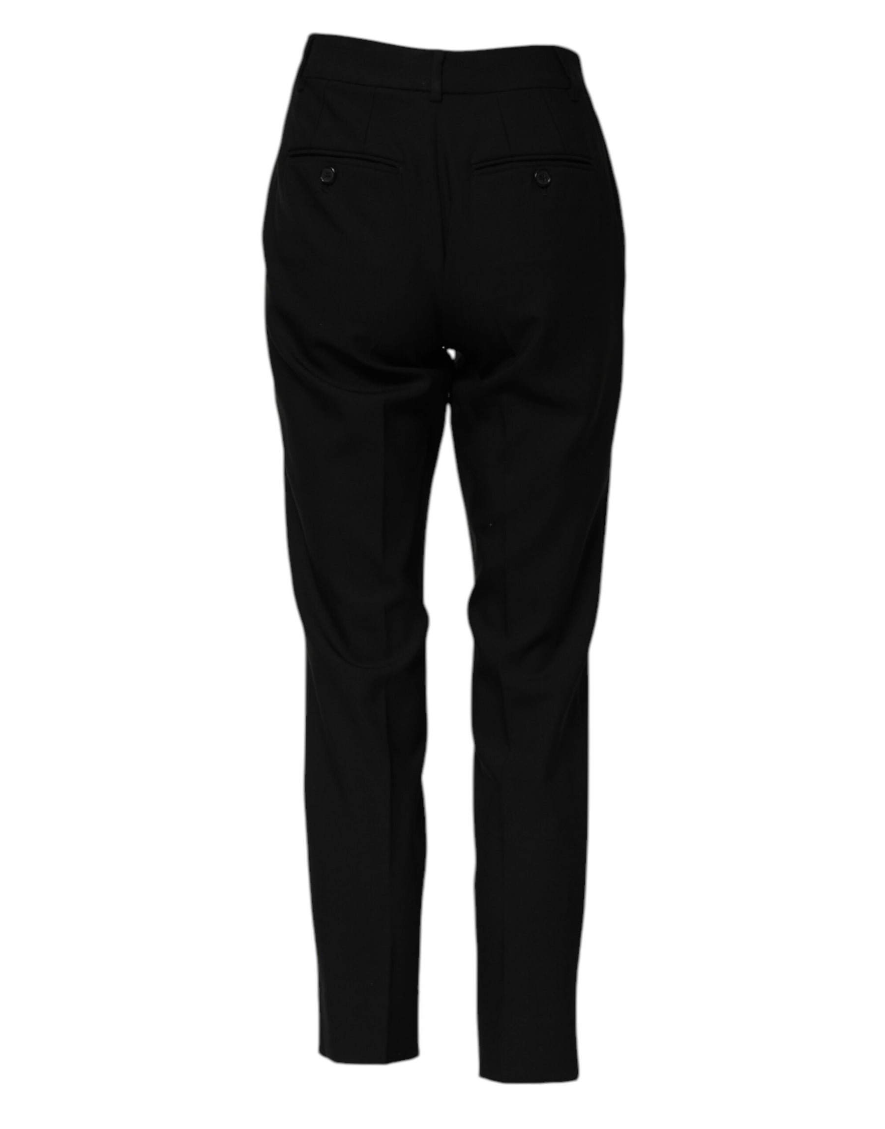 Dolce & Gabbana Black Wool High Waist Tapered Pants | Regal Royce