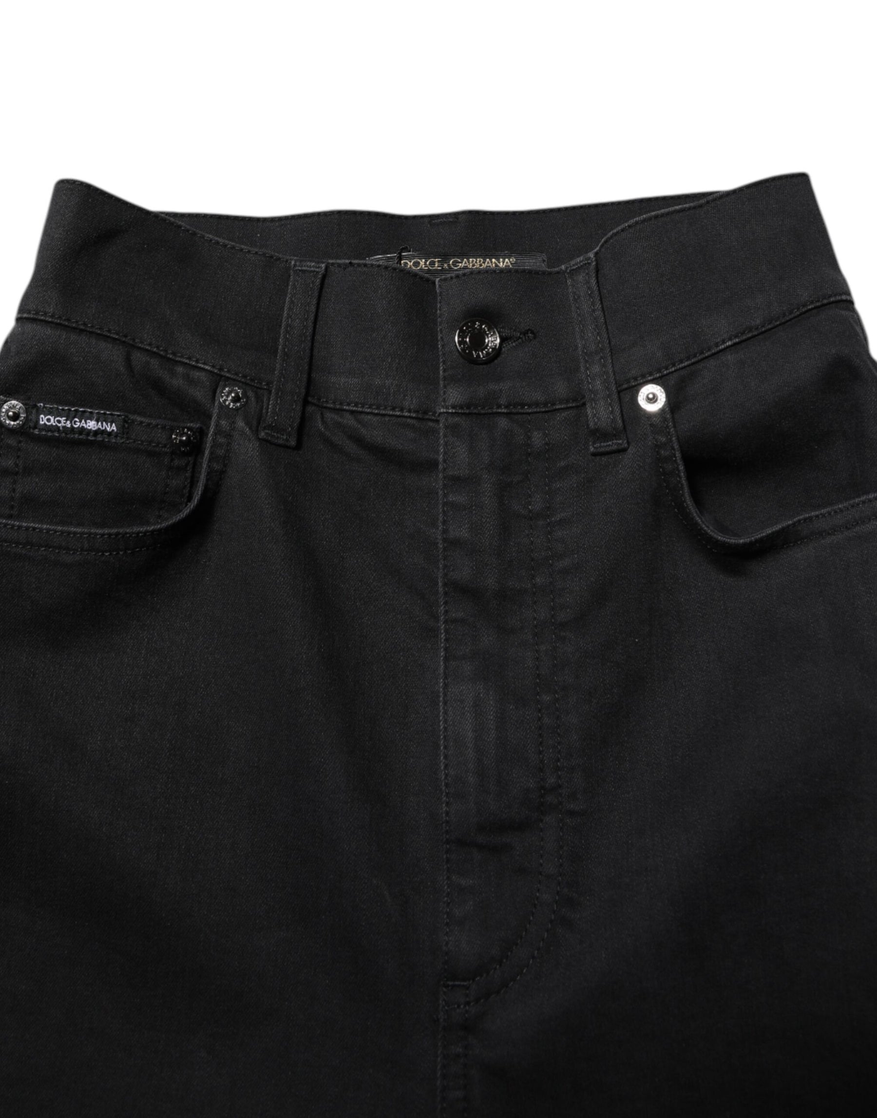 Dolce & Gabbana Black Cotton High Waist Skinny Denim Jeans | Regal Royce