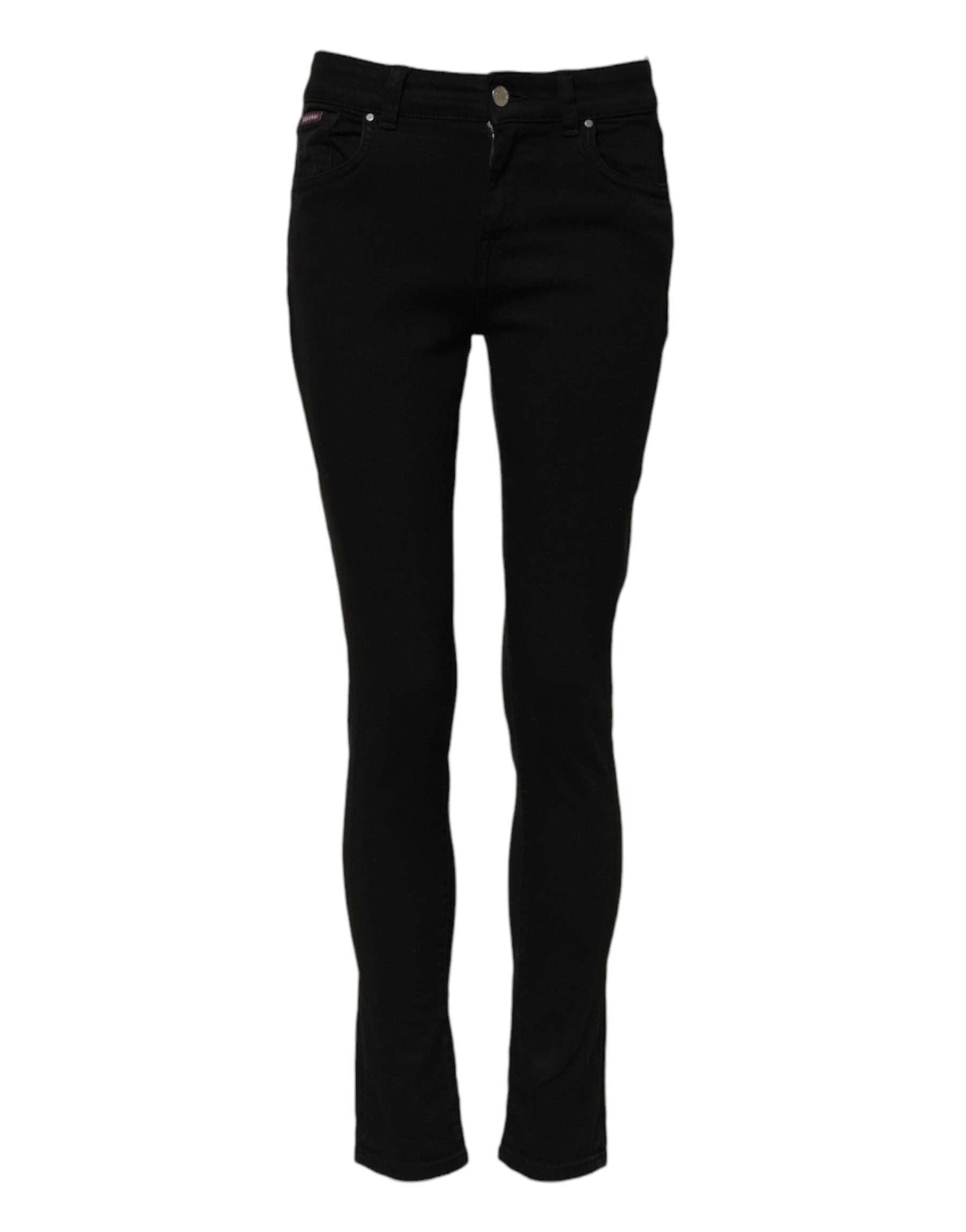 Dolce & Gabbana Black Cotton Skinny Mid Waist Denim Jeans | Regal Royce