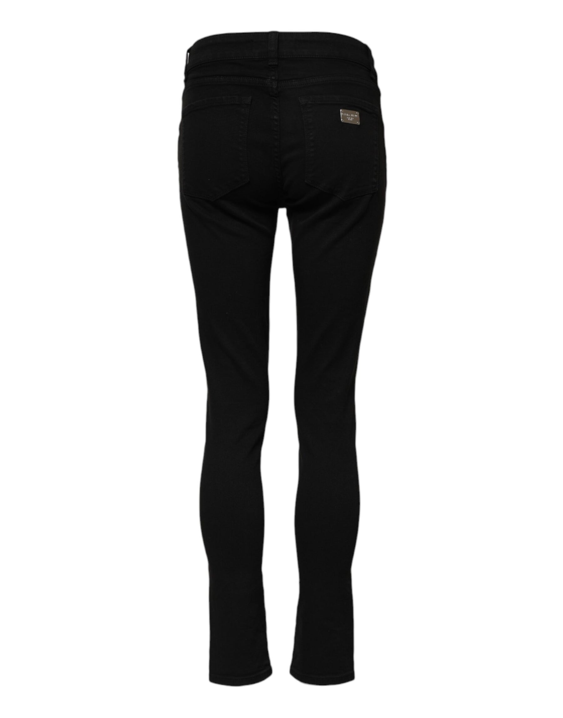 Dolce & Gabbana Black Cotton Skinny Mid Waist Denim Jeans | Regal Royce