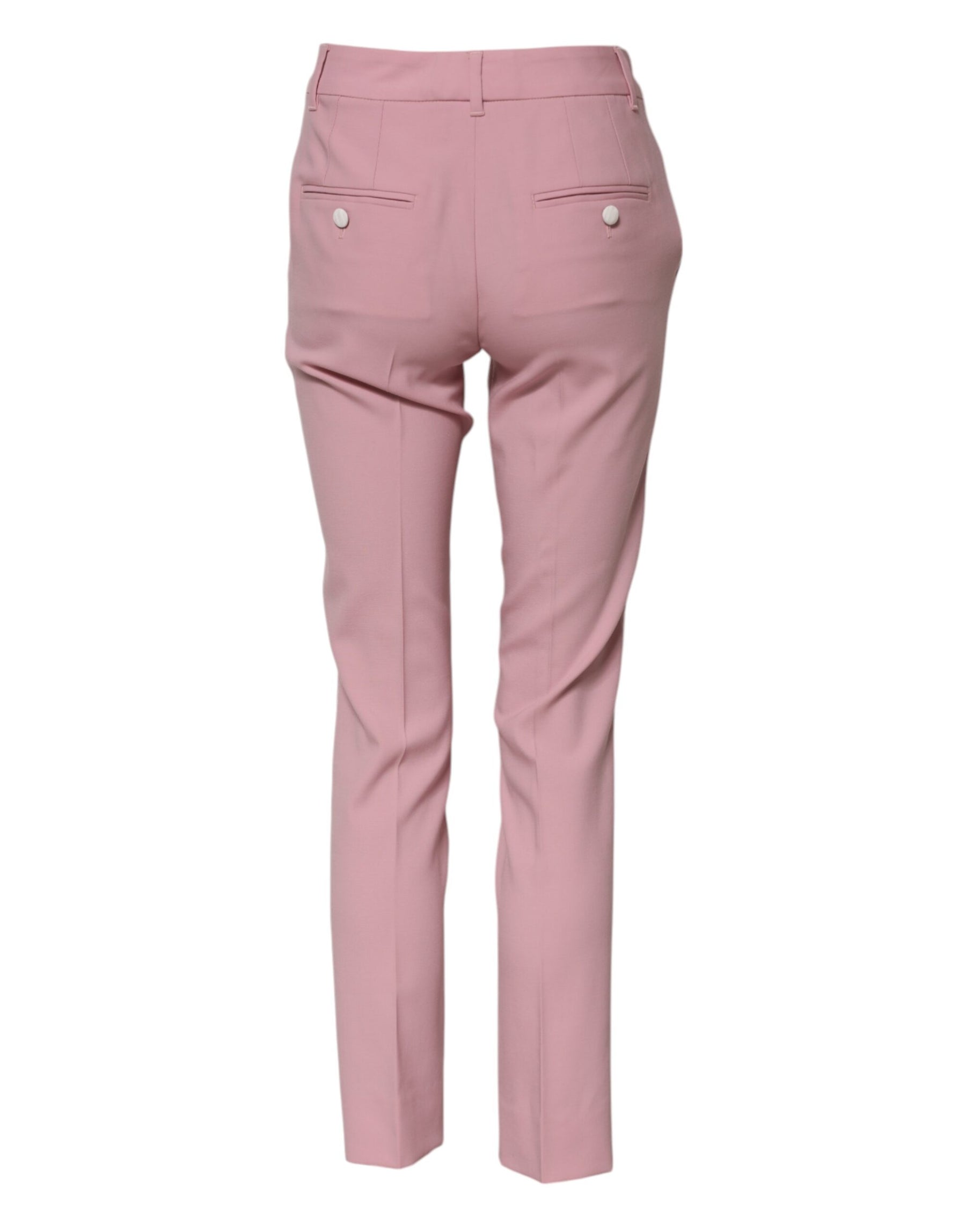 Dolce & Gabbana Pink Wool High Waist Tapered Pants | Regal Royce