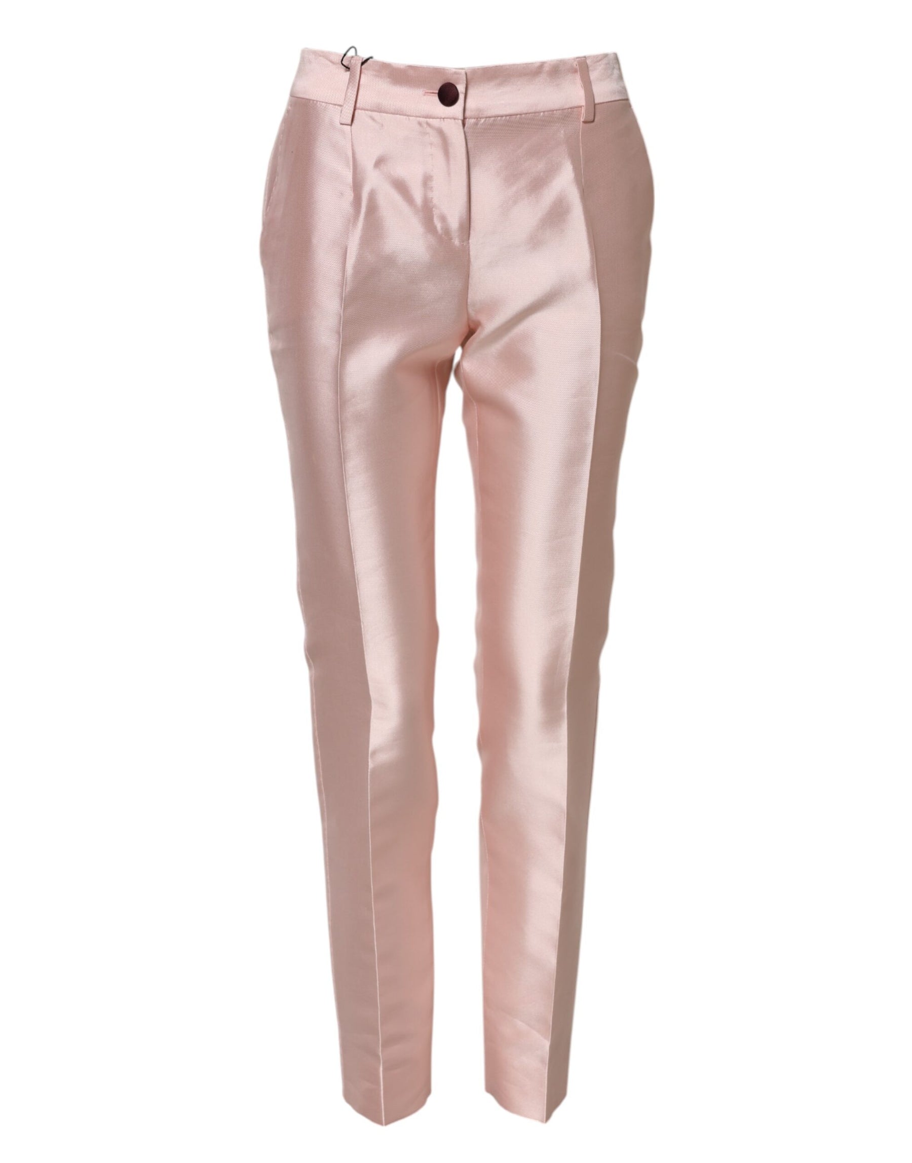 Dolce & Gabbana Pink Satin High Waist Tapered Pants | Regal Royce