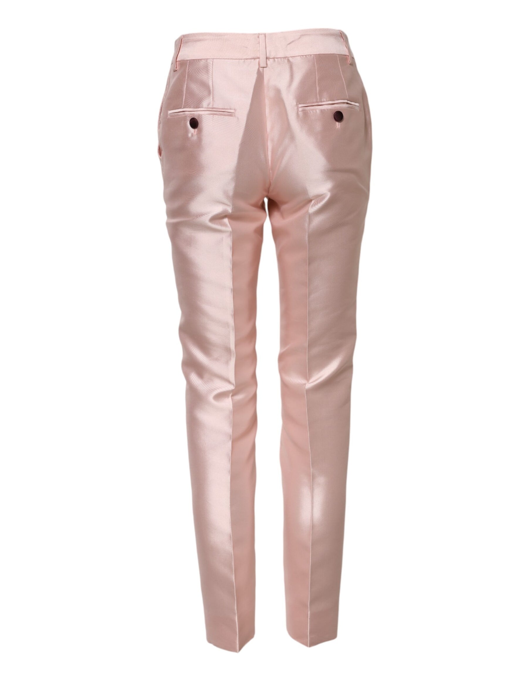 Dolce & Gabbana Pink Satin High Waist Tapered Pants | Regal Royce