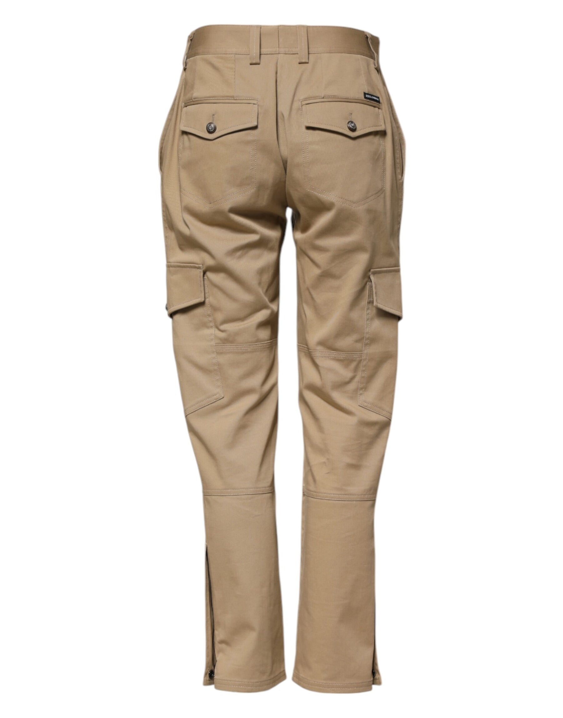 Dolce & Gabbana Beige Mid Waist Cargo Tapered Pants | Regal Royce