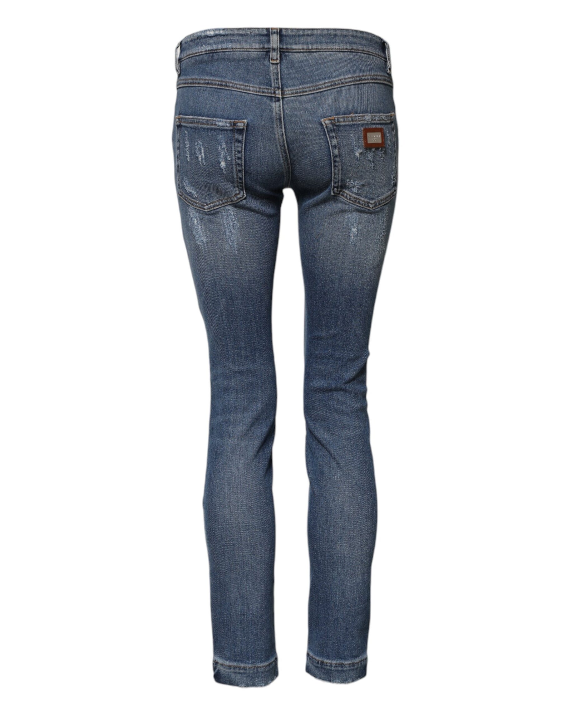Dolce & Gabbana Blue PRETTY Tattered Skinny Denim Jeans | Regal Royce