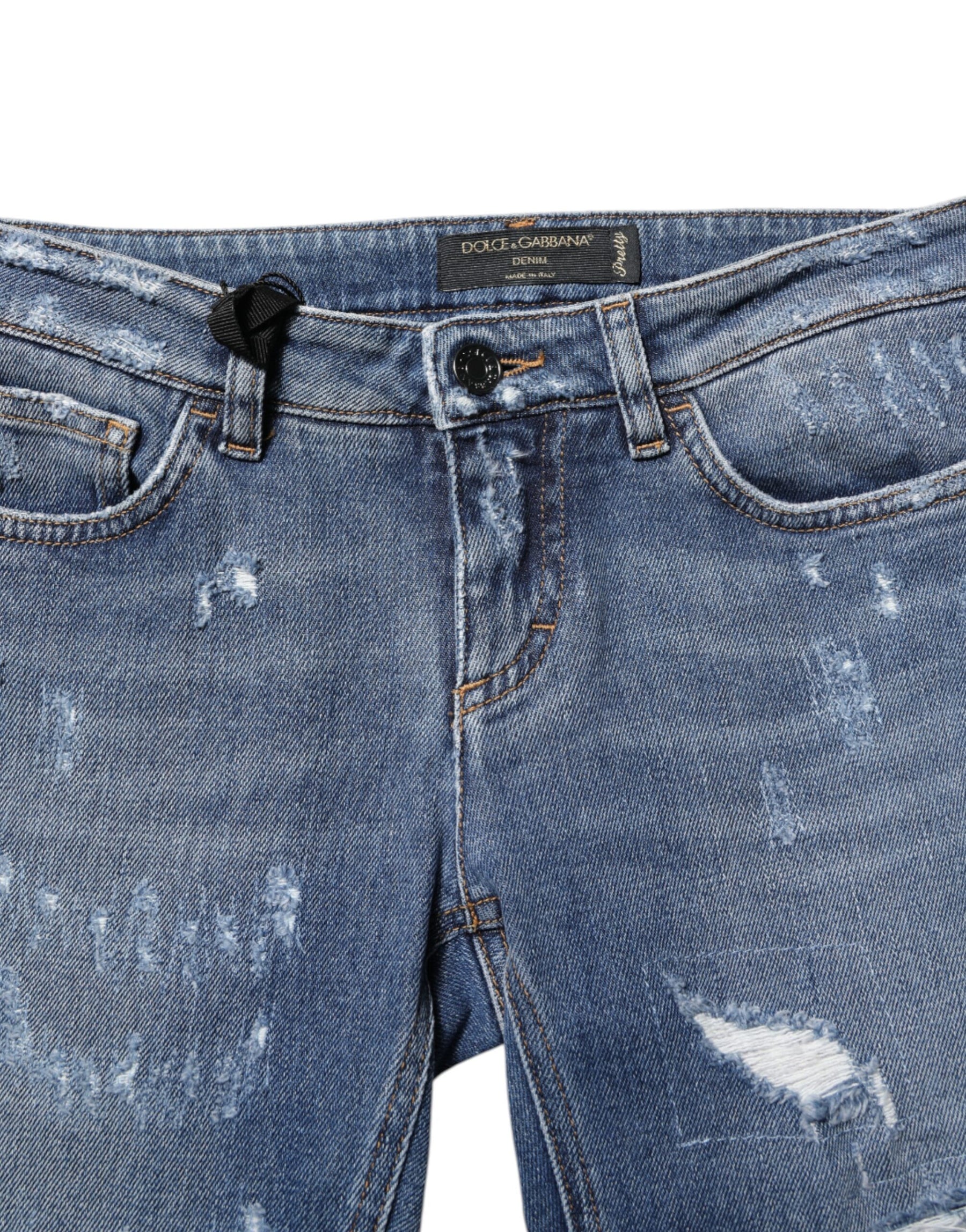 Dolce & Gabbana Blue PRETTY Tattered Skinny Denim Jeans | Regal Royce