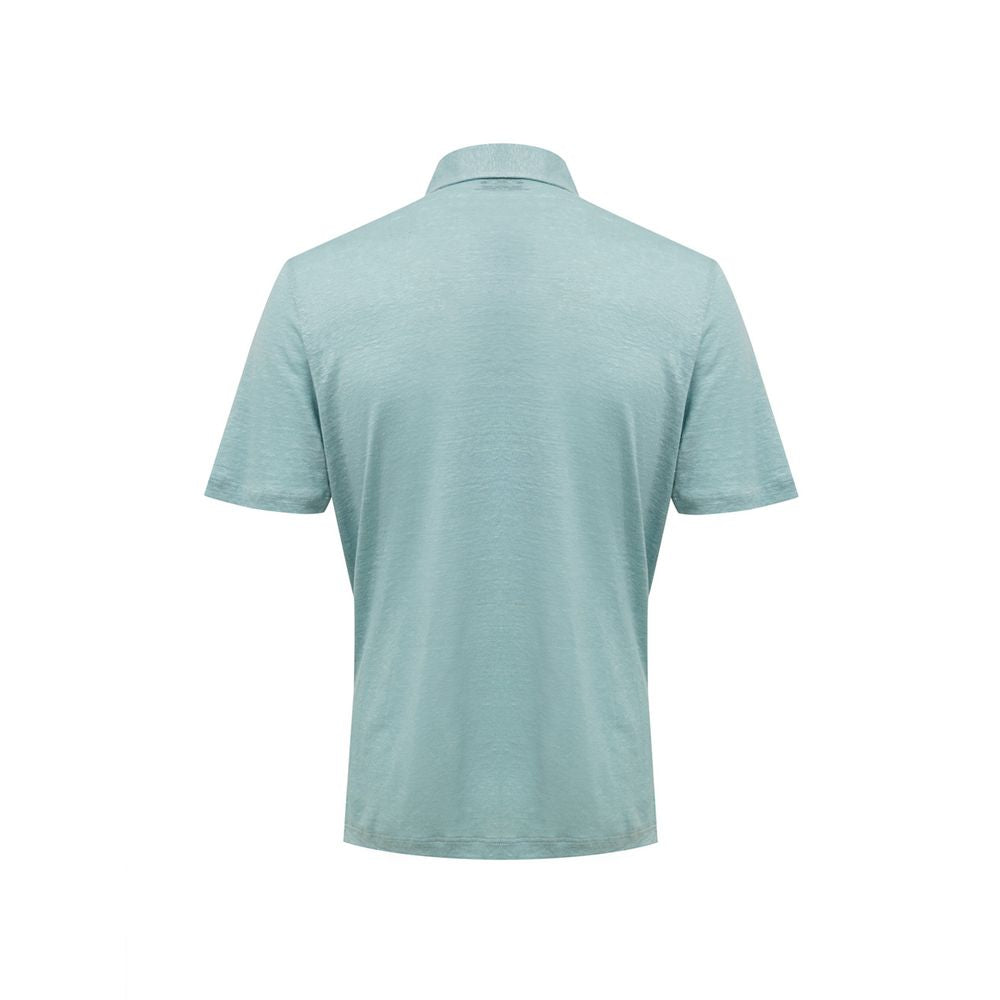 Gran Sasso Blue Linen Polo Shirt | Regal Royce