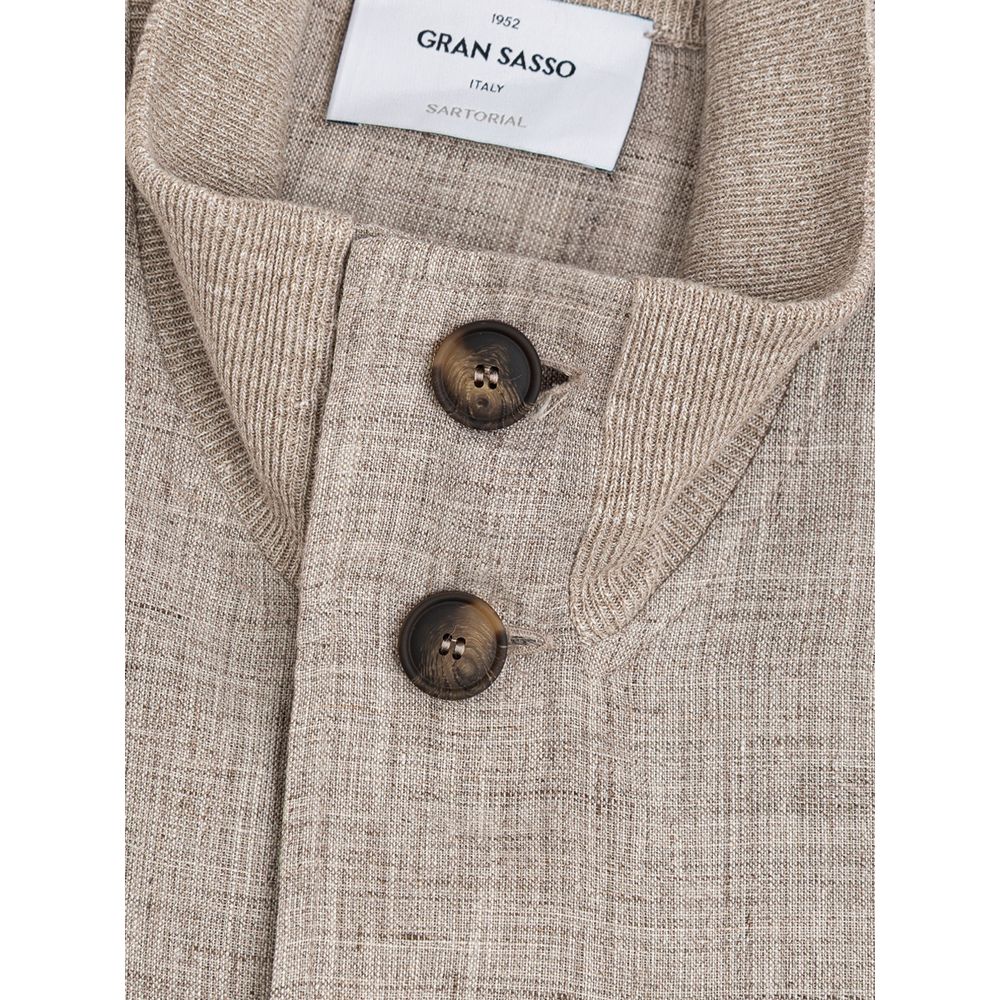 Gran Sasso Beige Linen Biker Jacket | Regal Royce