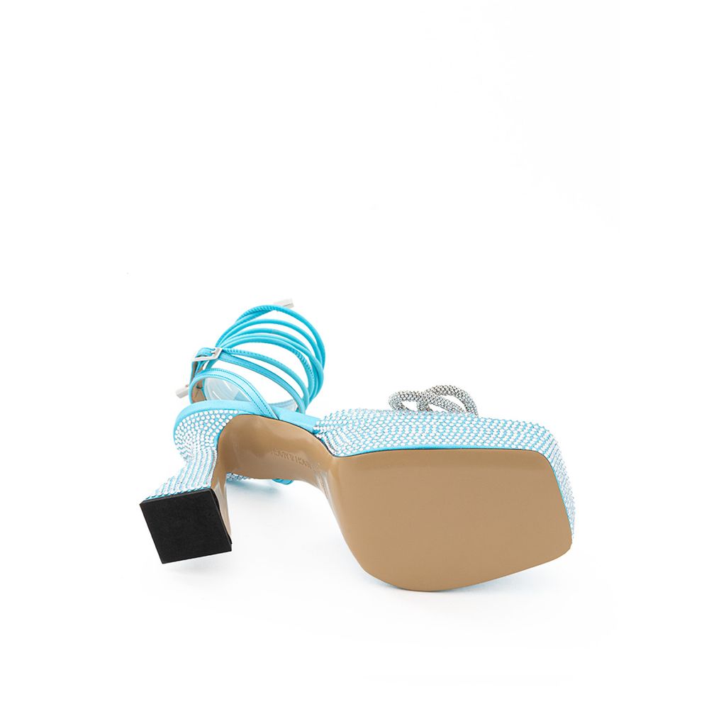 MACH & MACH Blue Leather Platform Sandals | Regal Royce