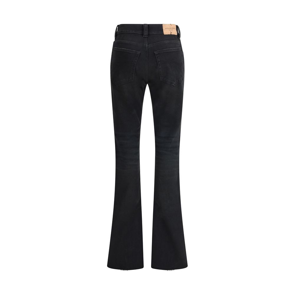 Balenciaga Black Cotton Bootcut Jeans | Regal Royce