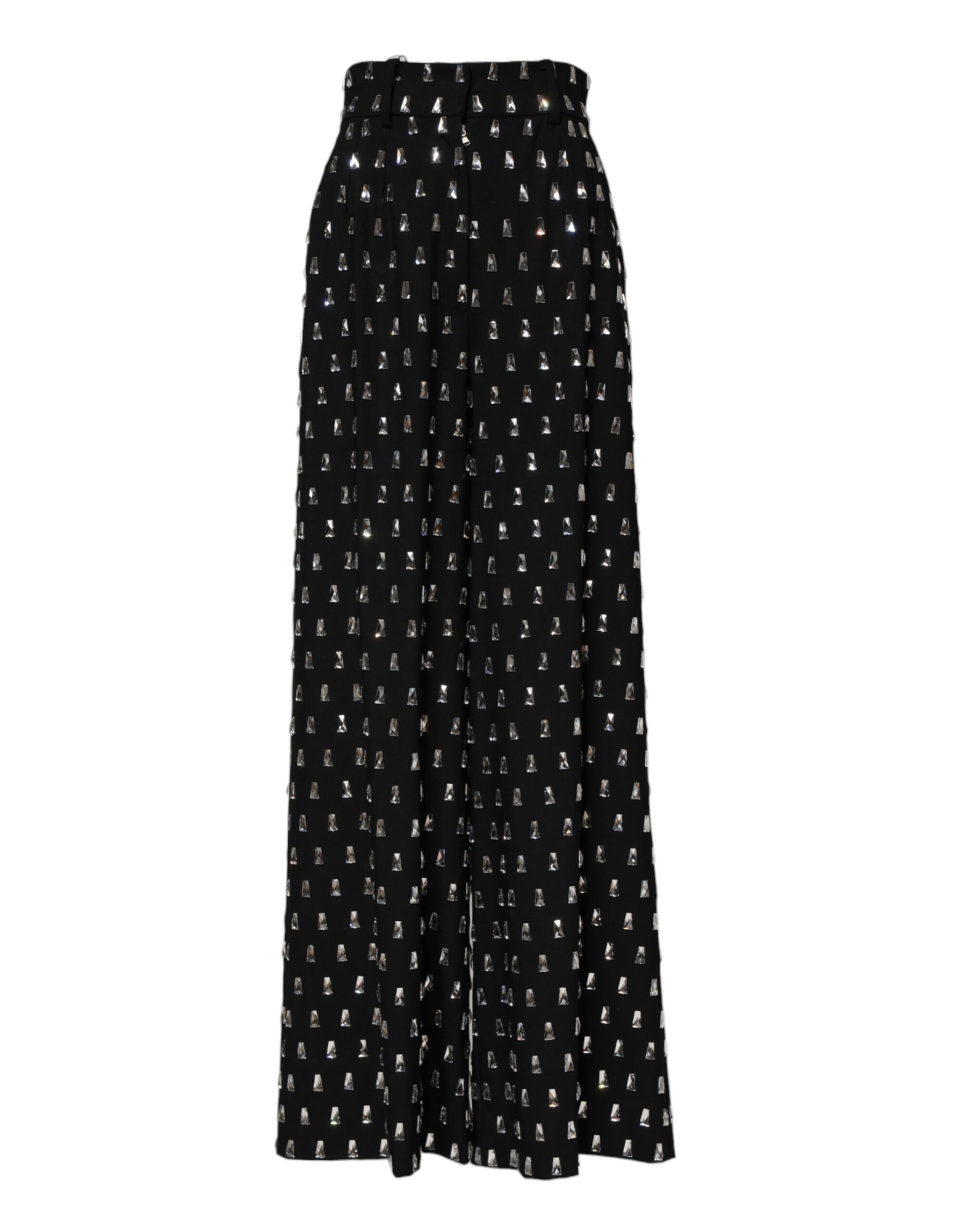 Dolce & Gabbana Black Crystal Embellished Wide Leg Pants | Regal Royce