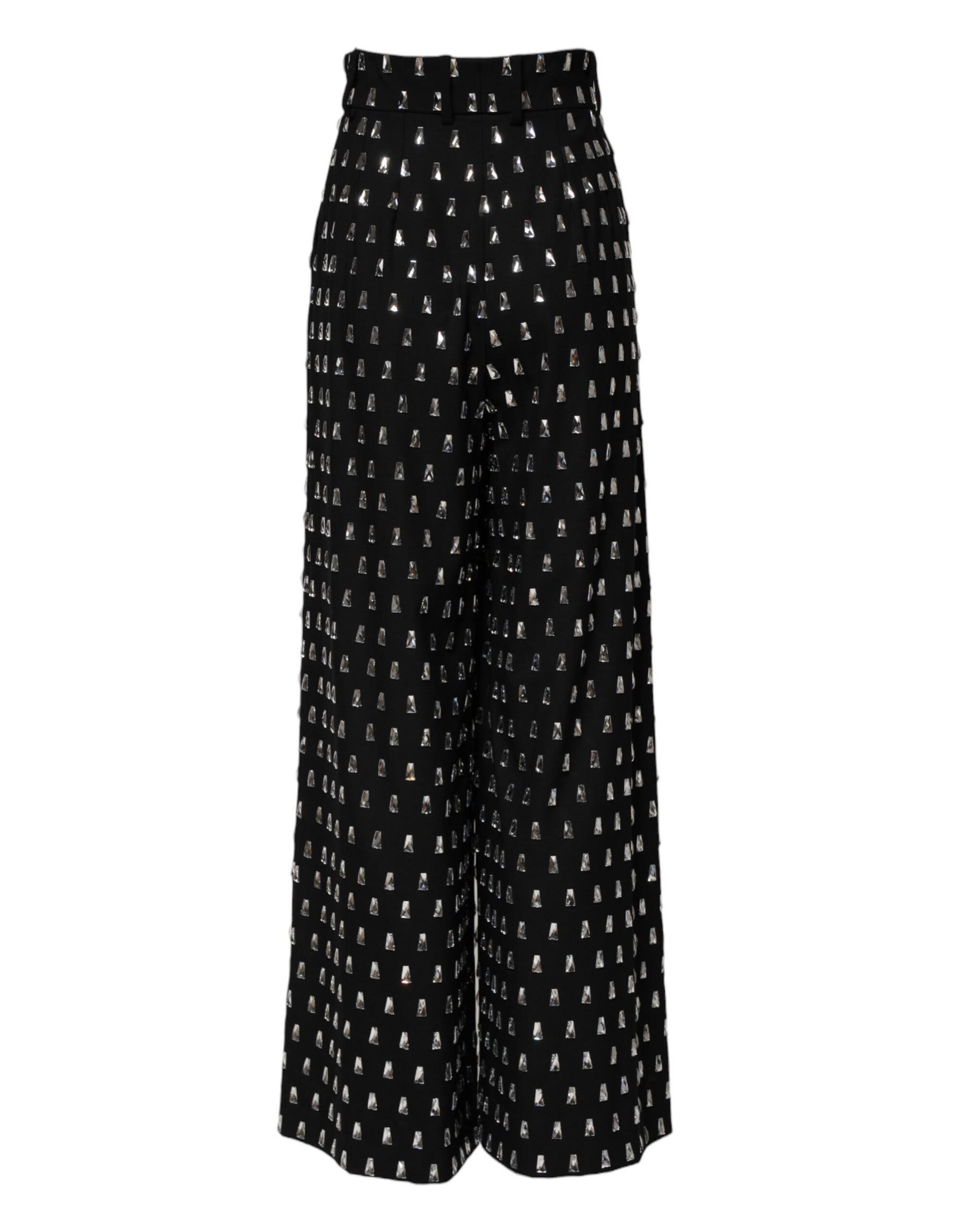 Dolce & Gabbana Black Crystal Embellished Wide Leg Pants | Regal Royce