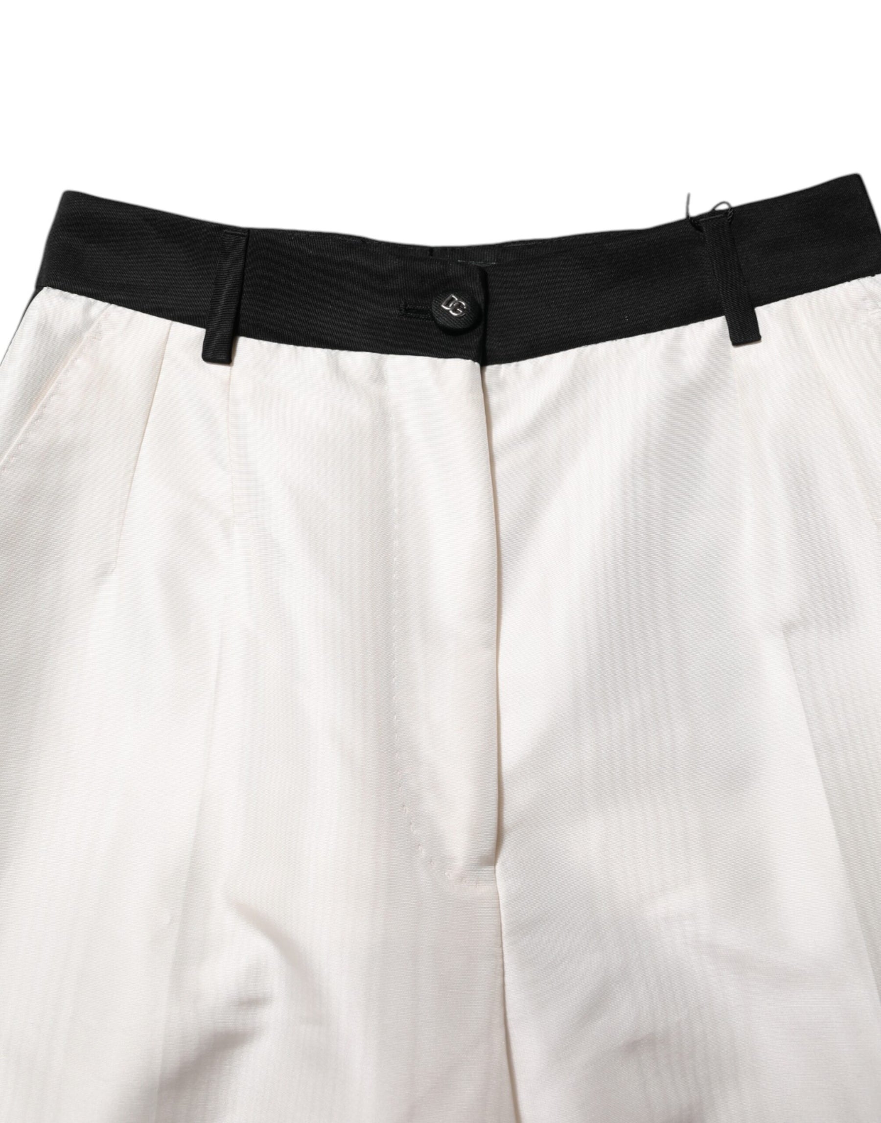 Dolce & Gabbana White High Waist Straight Dress Trouser Pants | Regal Royce