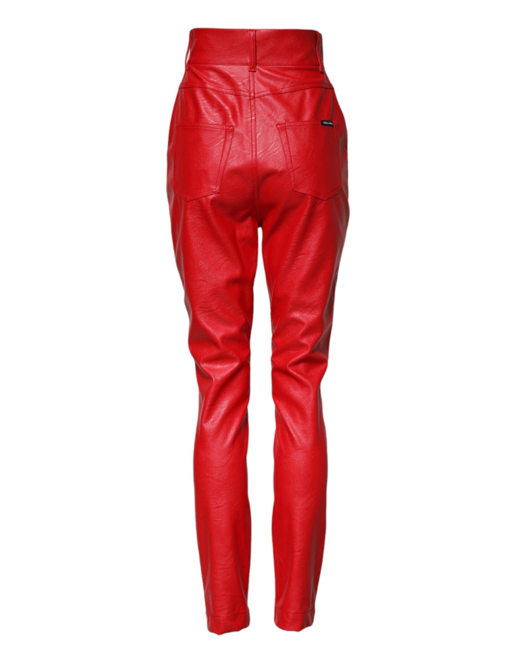 Dolce & Gabbana Red Viscose High Waist Tapered Trouser Pants | Regal Royce
