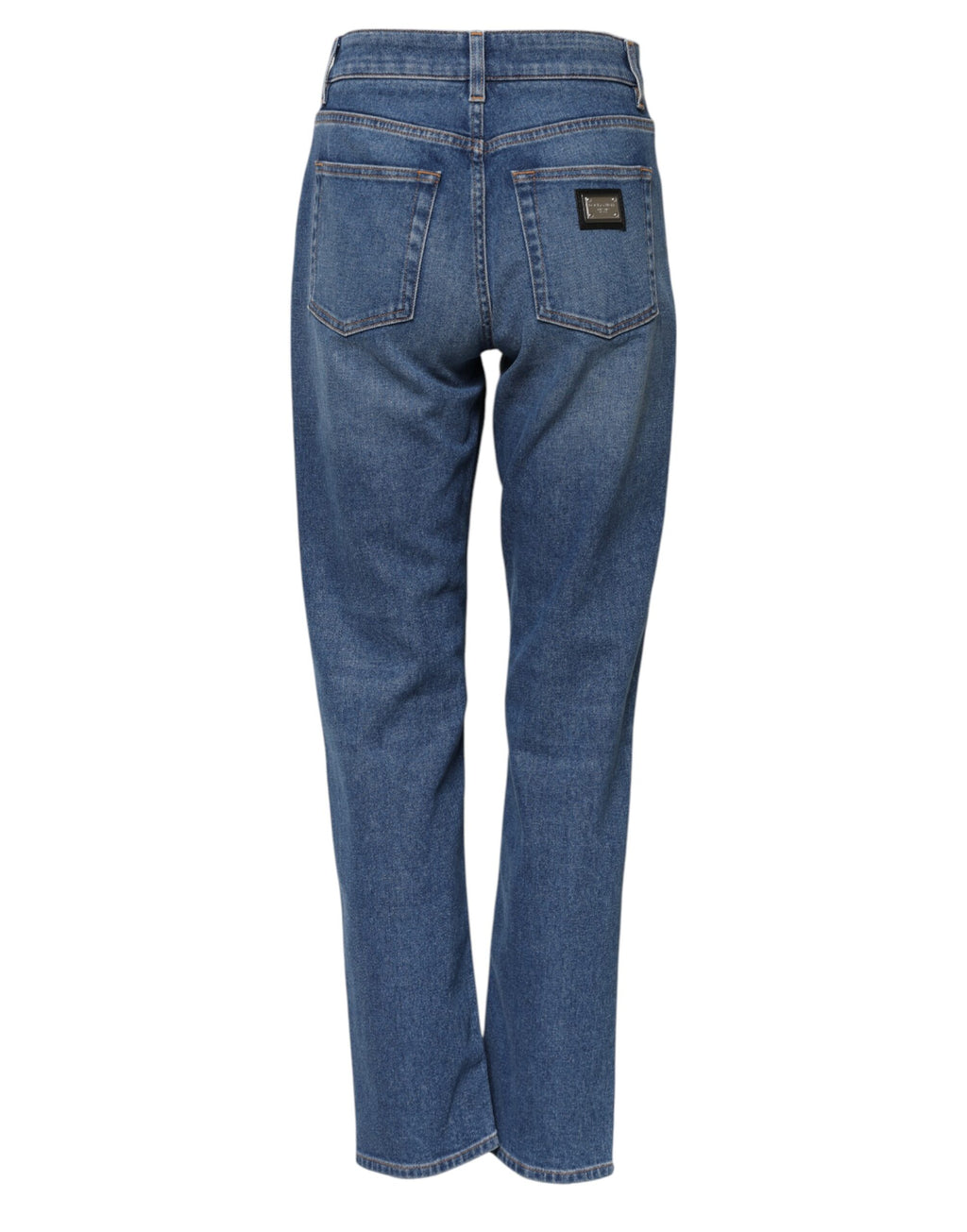 Dolce & Gabbana Blue Cotton High Waist Tapered Denim Jeans