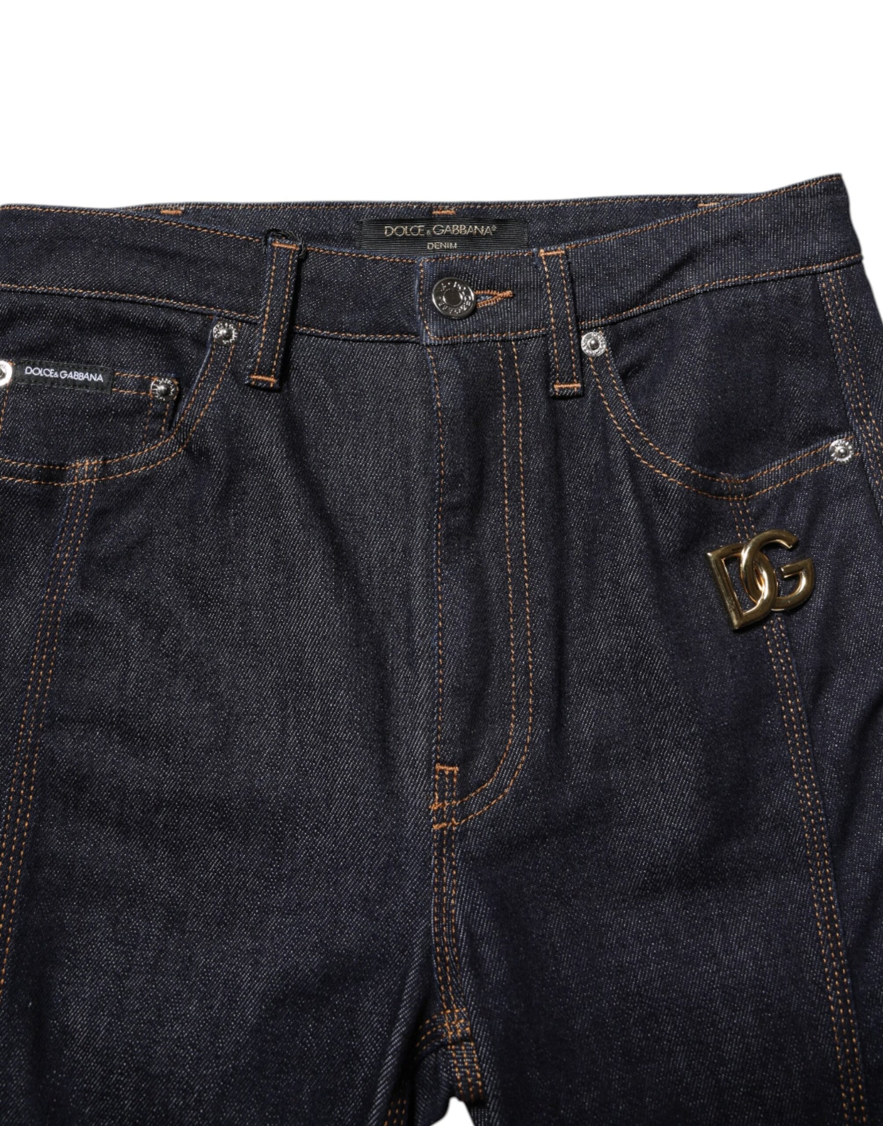 Dolce & Gabbana Black Cotton Mid Waist Bootcut Denim Jeans | Regal Royce