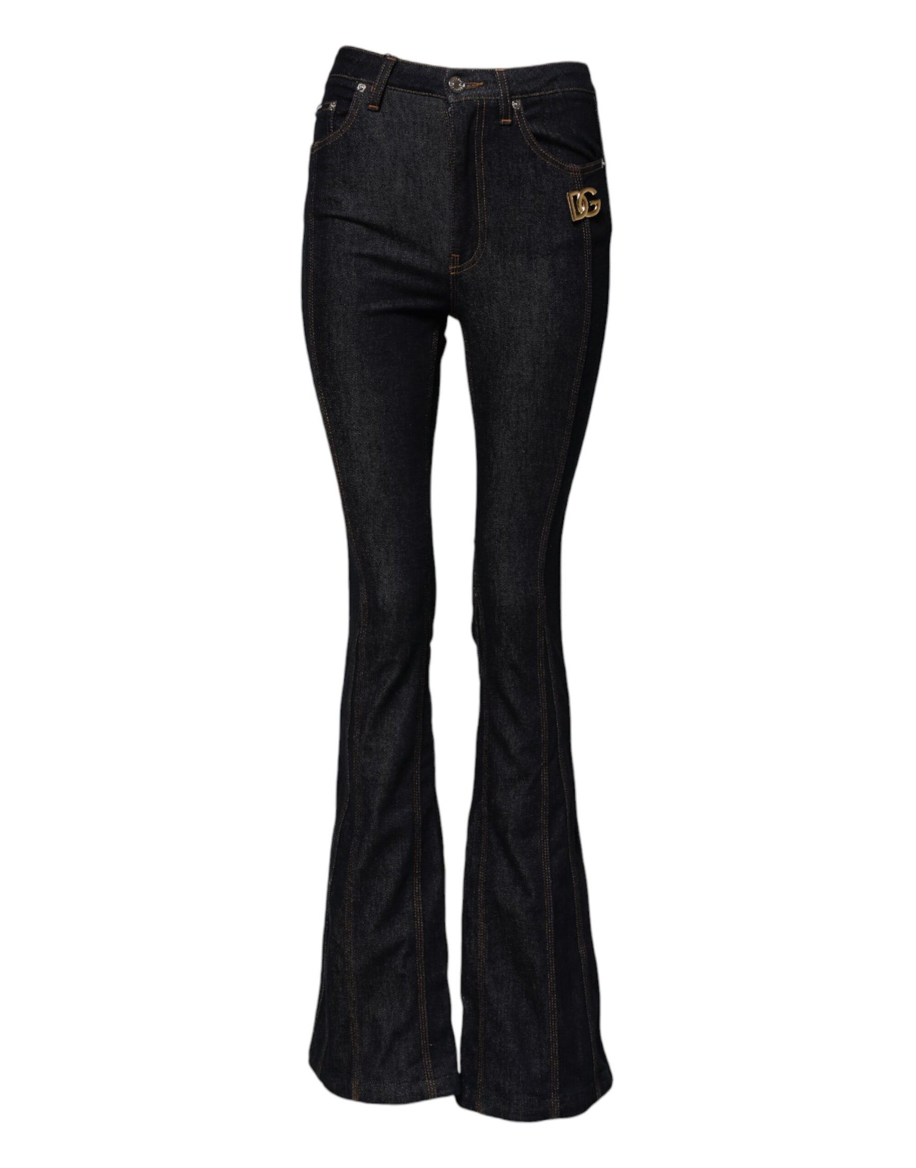 Dolce & Gabbana Black Cotton Mid Waist Bootcut Denim Jeans | Regal Royce
