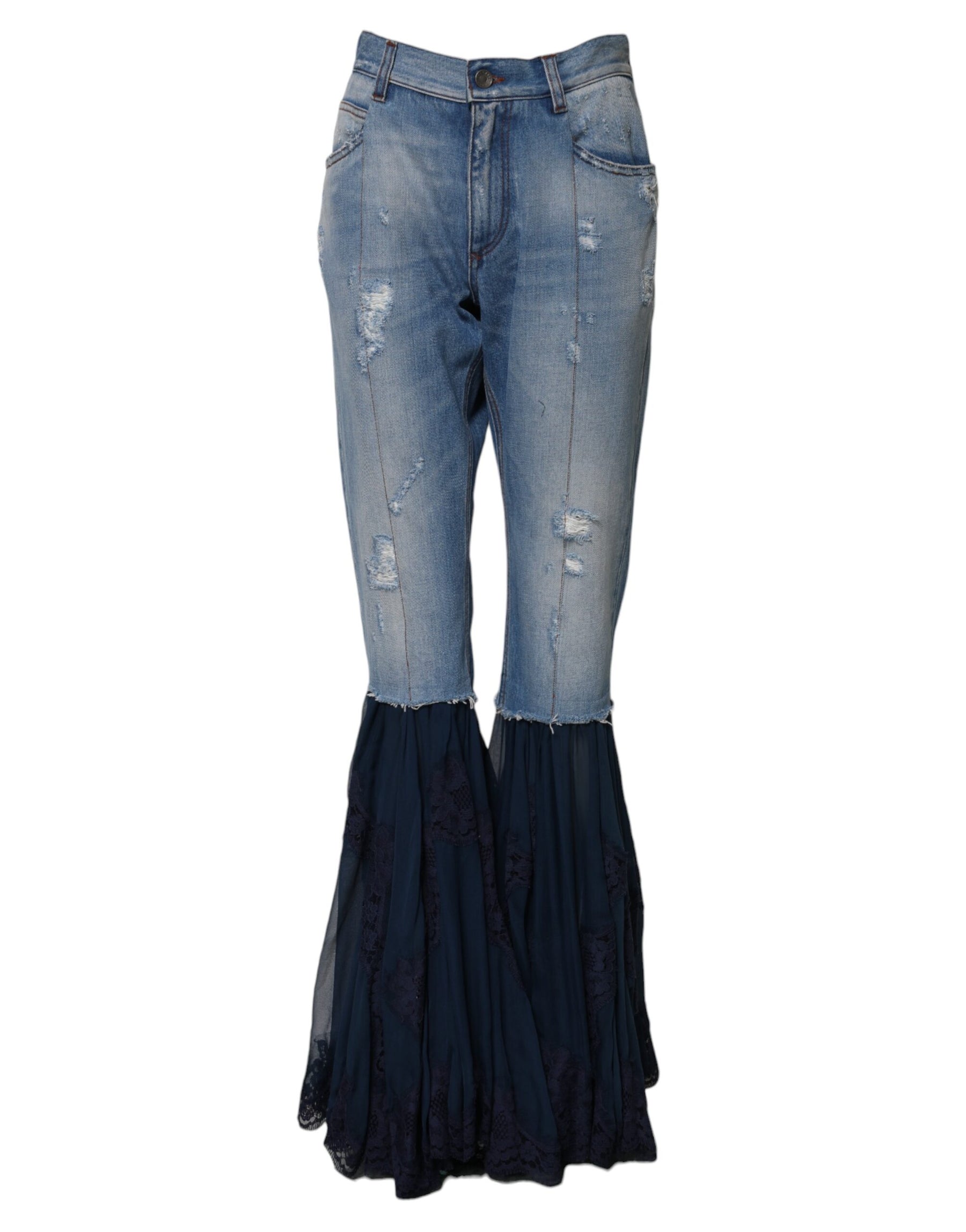 Dolce & Gabbana Blue Cotton High Waist Flared Denim Jeans | Regal Royce
