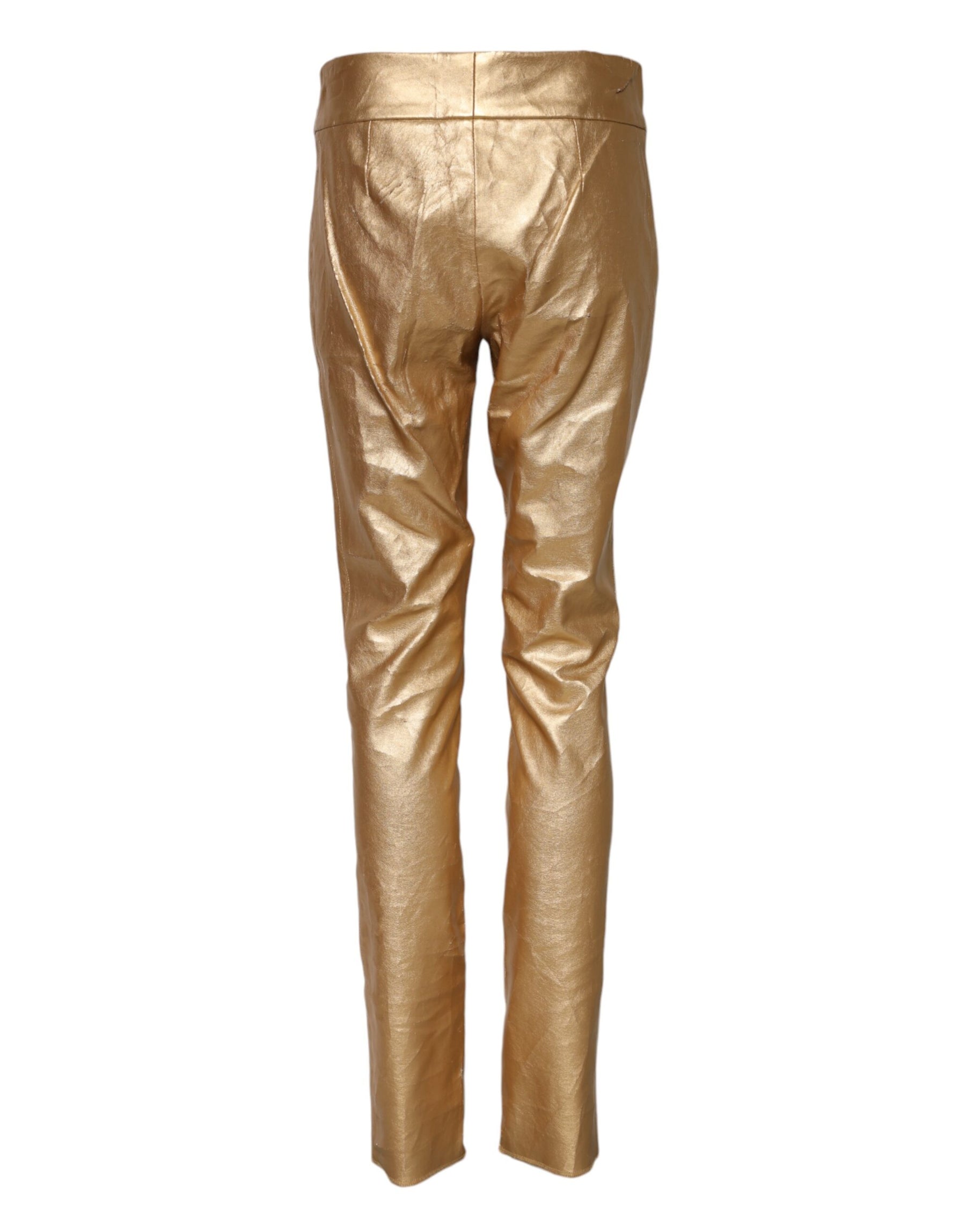 Dolce & Gabbana Metallic Gold High Waist Skinny Trouser Pants | Regal Royce