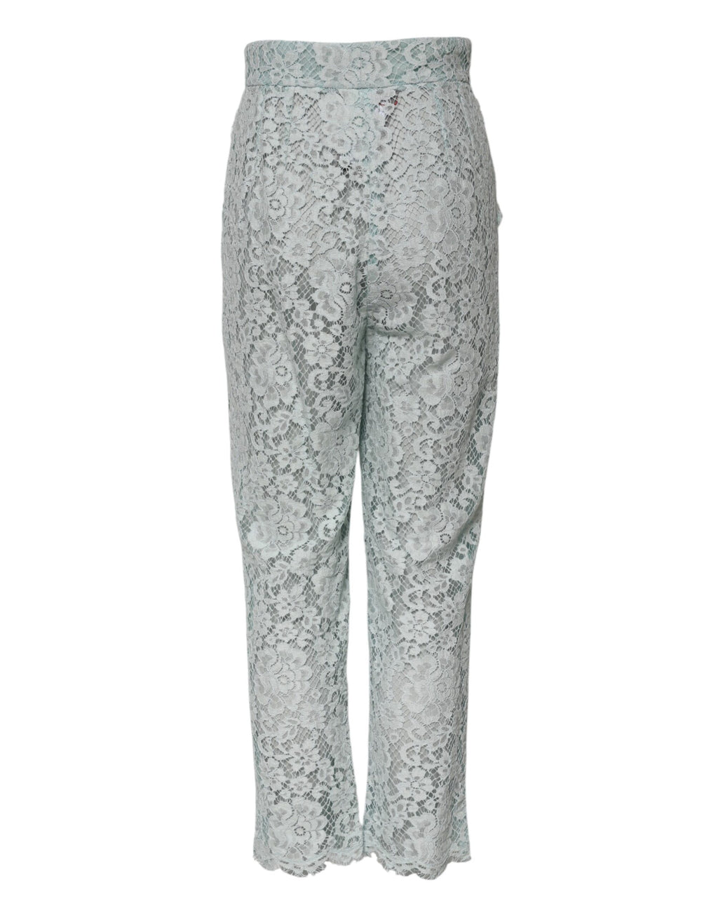Dolce & Gabbana Mint Green Cotton Floral Lace Trousers Pants