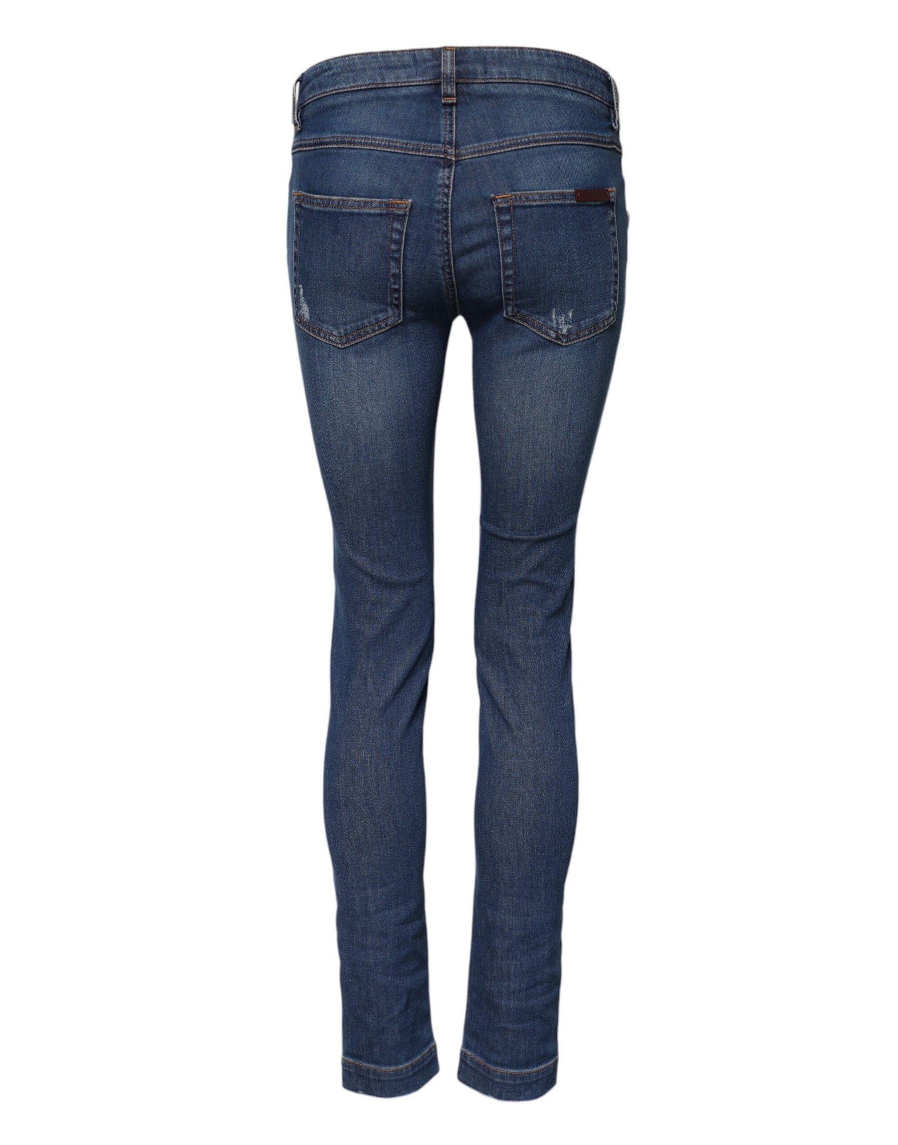 Dolce & Gabbana Blue Cotton Mid Waist Skinny Denim Jeans | Regal Royce