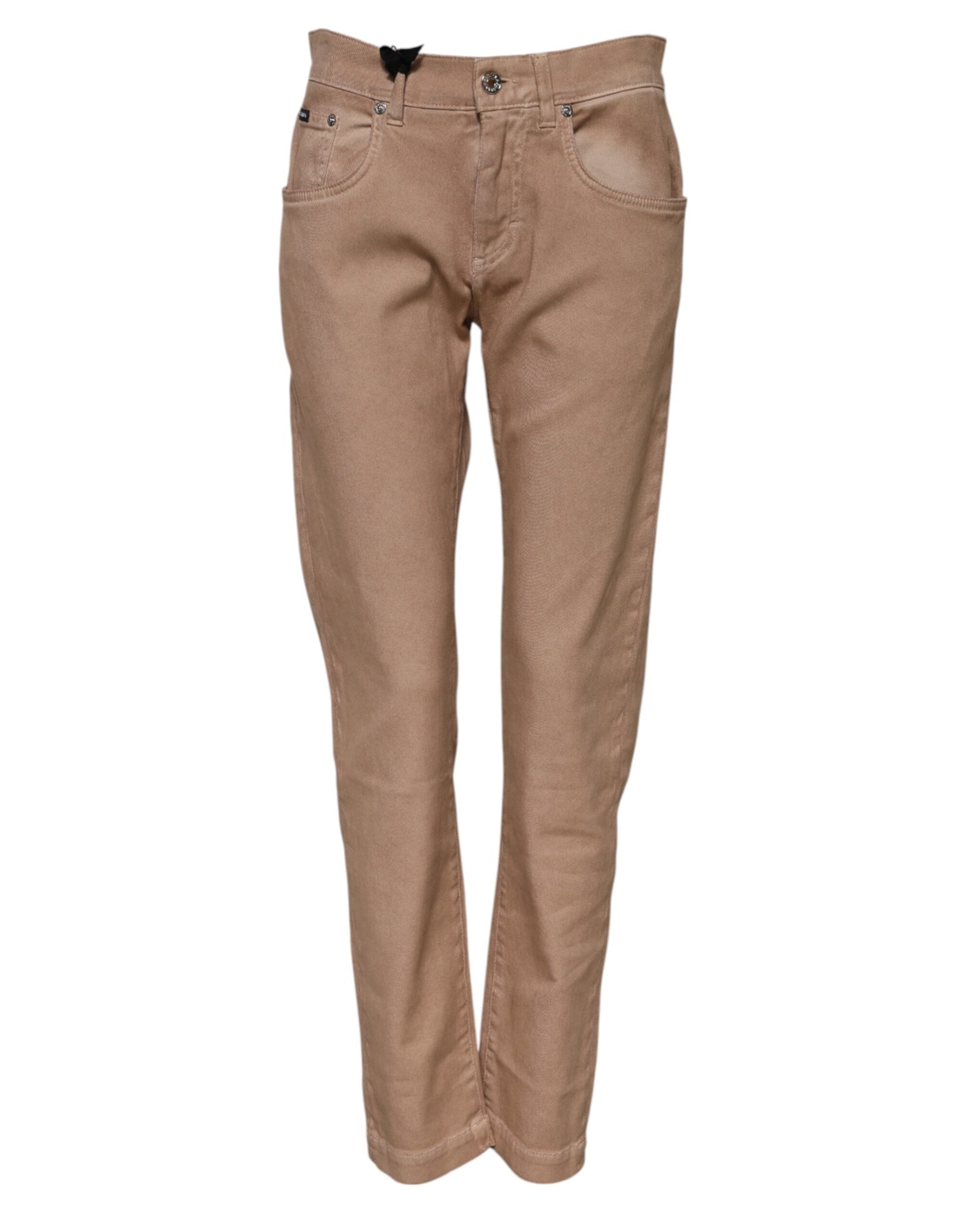 Dolce & Gabbana Brown Cotton Boyfriend Denim Trousers Jeans | Regal Royce