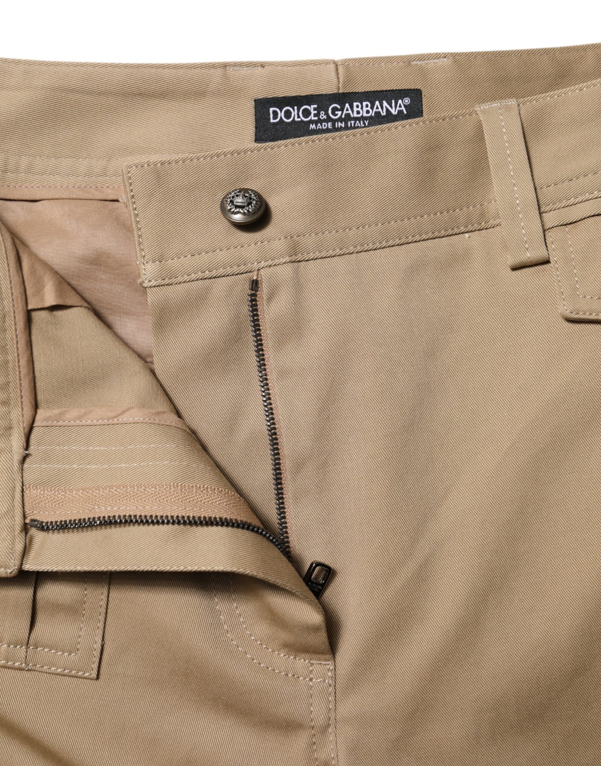 Dolce & Gabbana Beige Mid Waist Cargo Tapered Pants