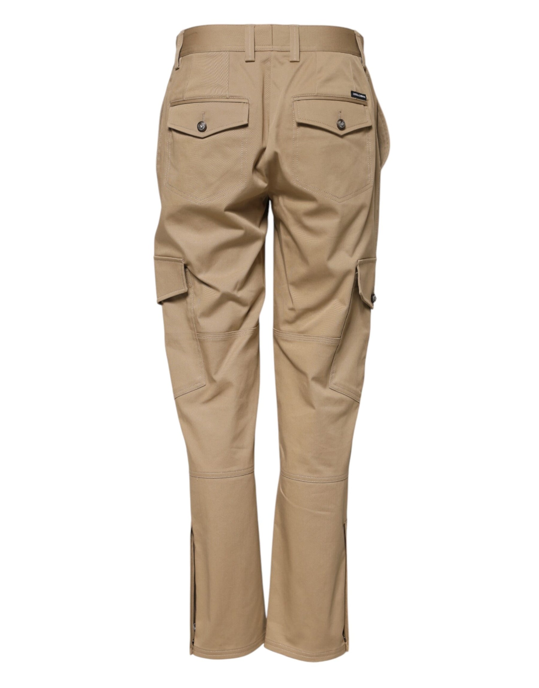 Dolce & Gabbana Beige Mid Waist Cargo Tapered Pants | Regal Royce