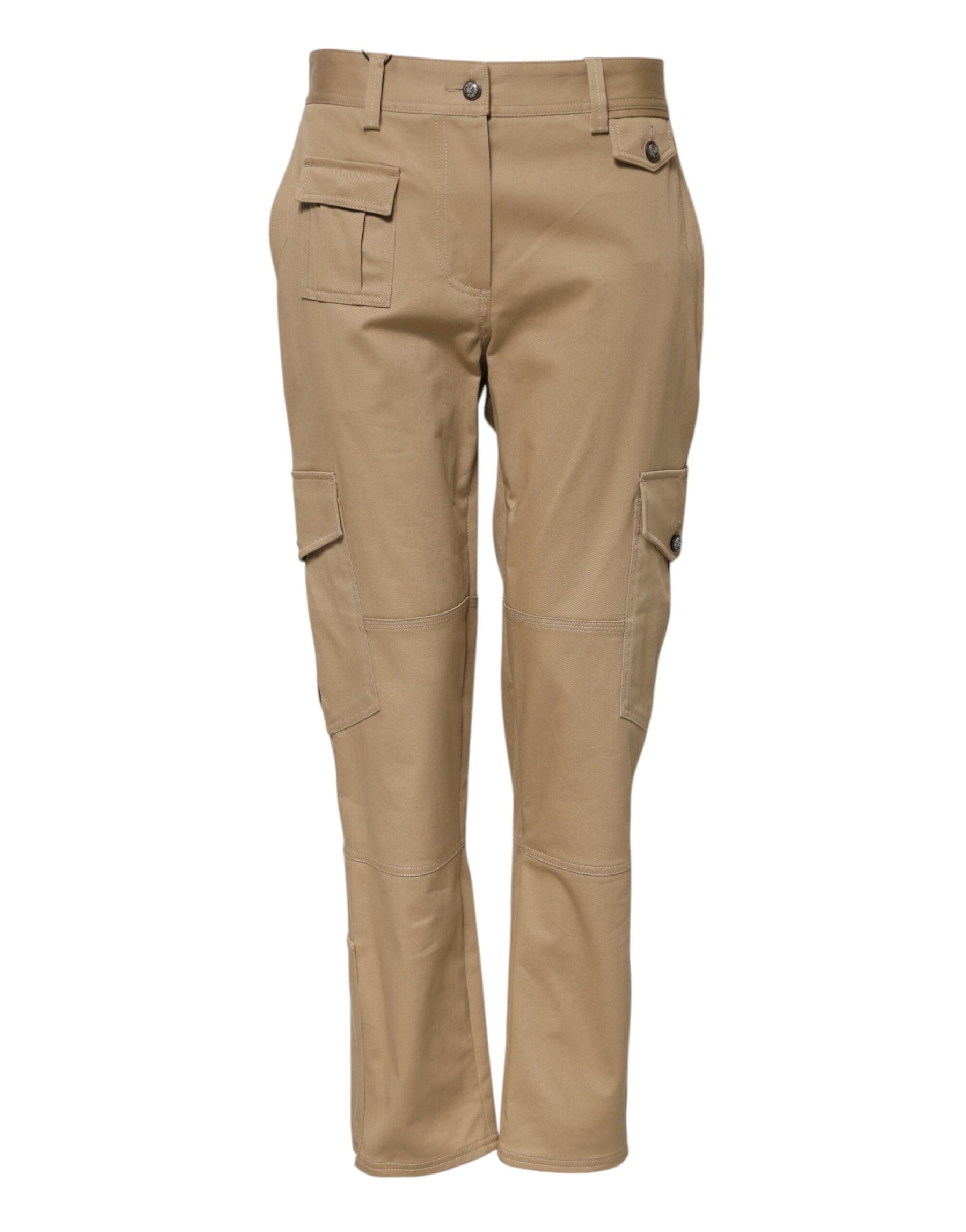 Dolce & Gabbana Beige Mid Waist Cargo Tapered Pants | Regal Royce