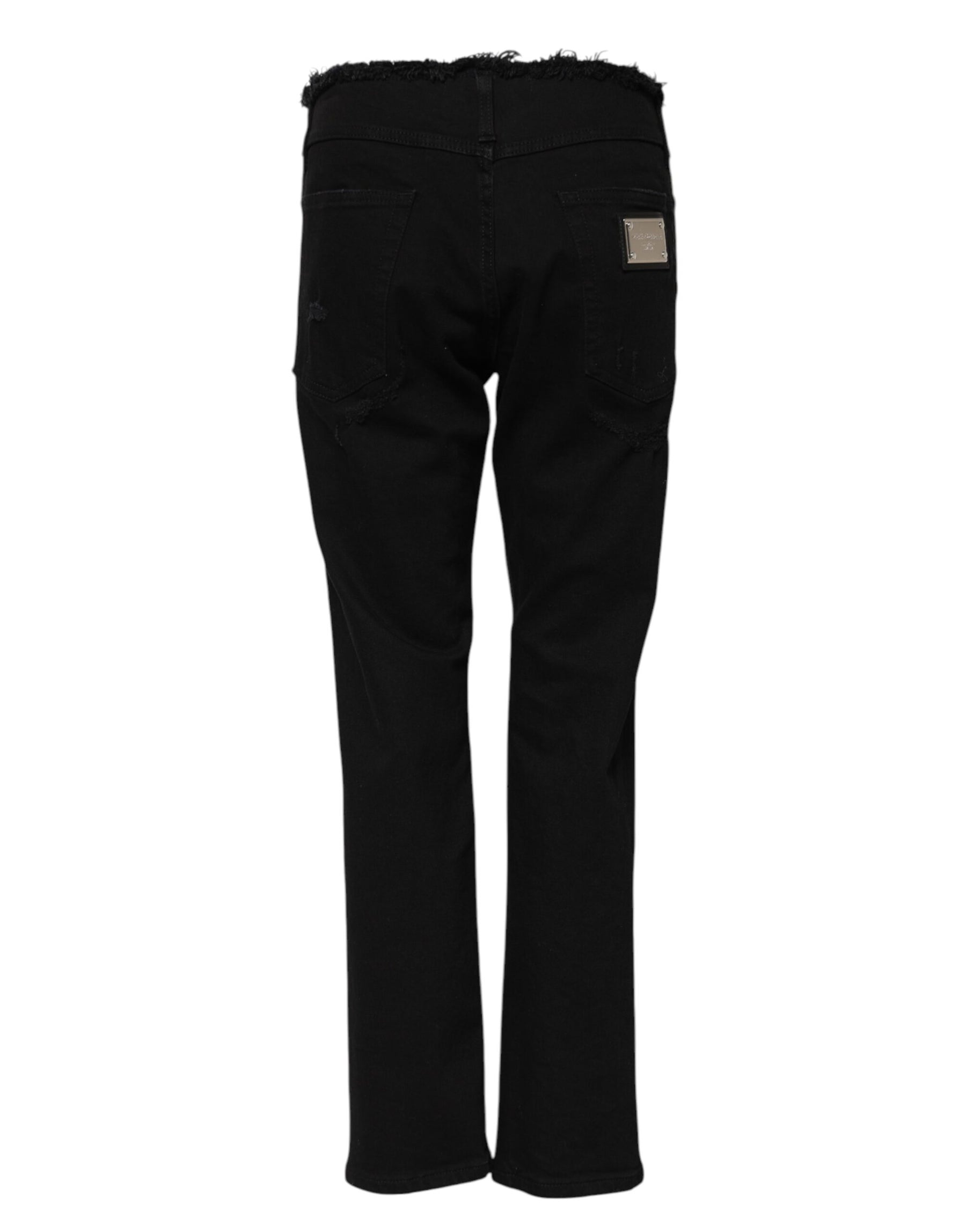 Dolce & Gabbana Black Cotton Mid Waist Flared Denim Jeans | Regal Royce
