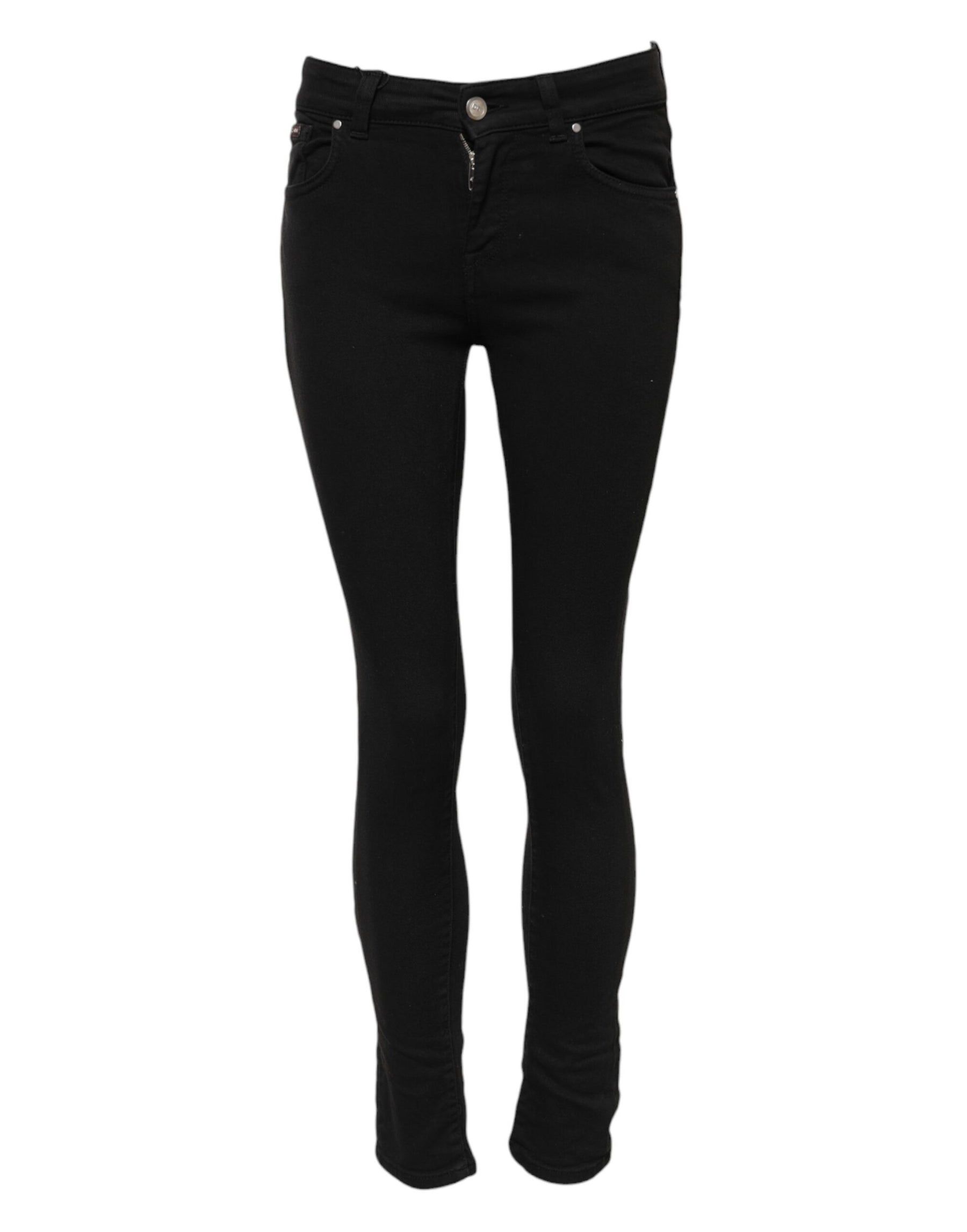Dolce & Gabbana Black Cotton Skinny Mid Waist Denim Jeans | Regal Royce