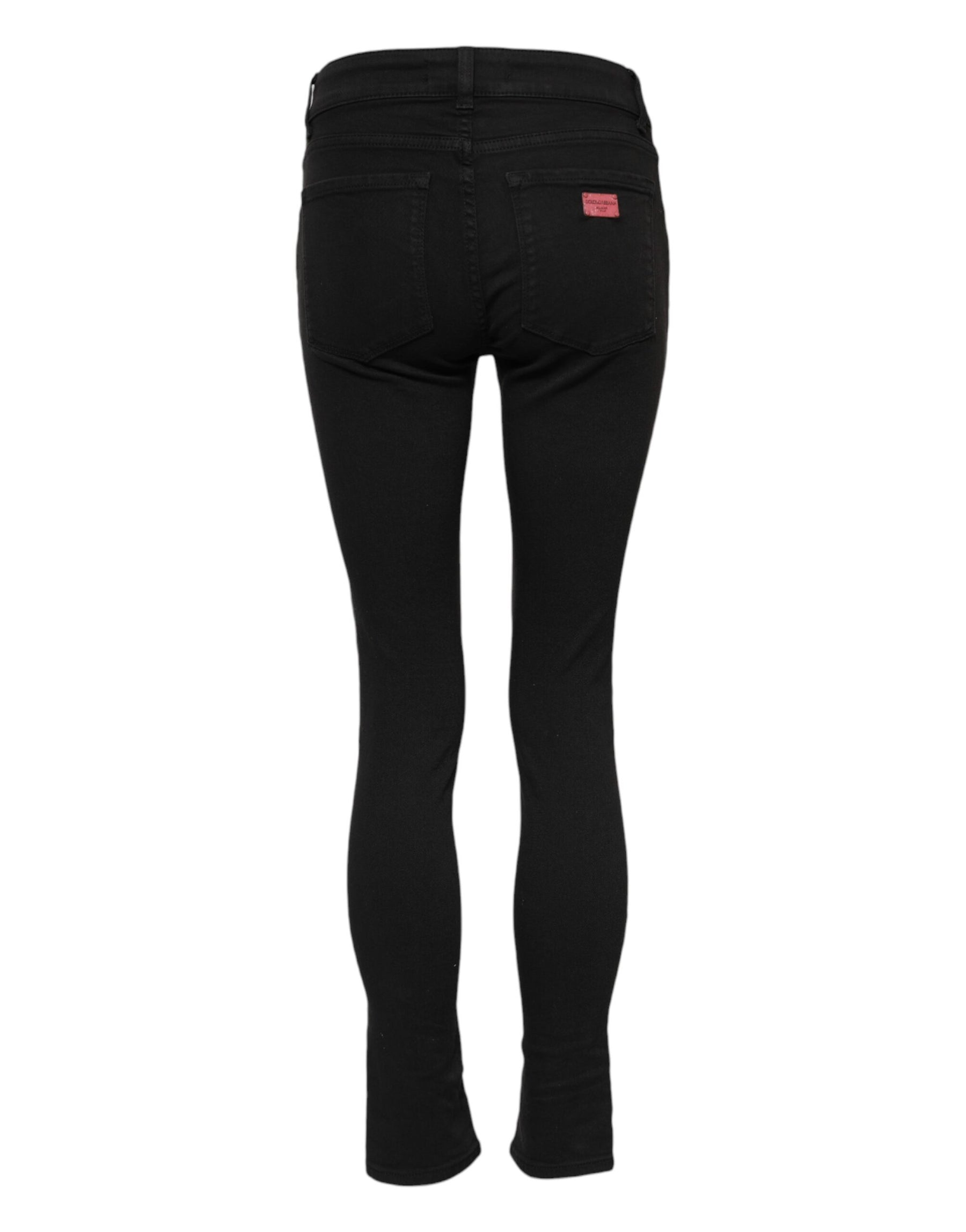 Dolce & Gabbana Black Cotton Skinny Mid Waist Denim Jeans | Regal Royce