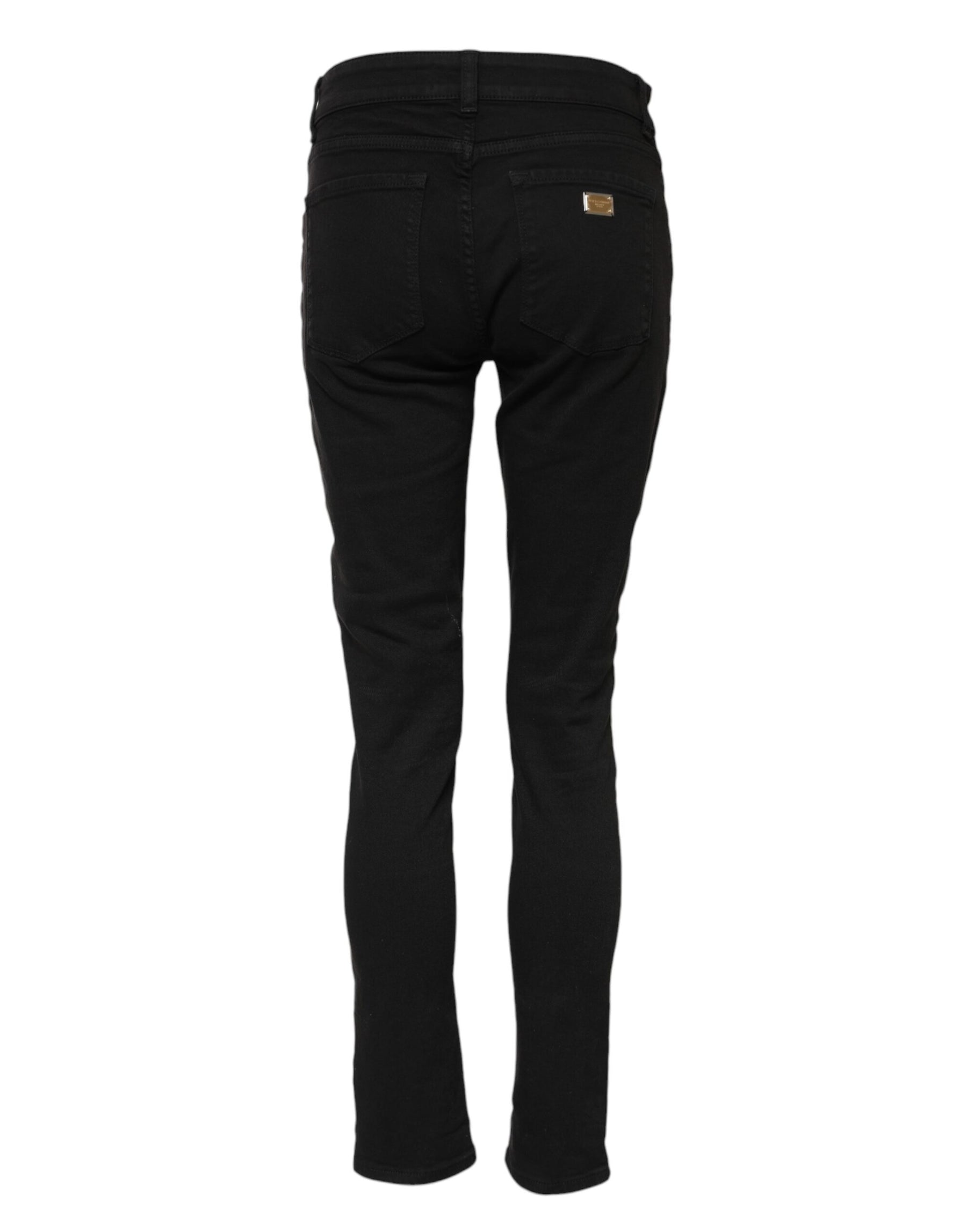 Dolce & Gabbana Black Cotton Skinny Mid Waist Denim Jeans | Regal Royce