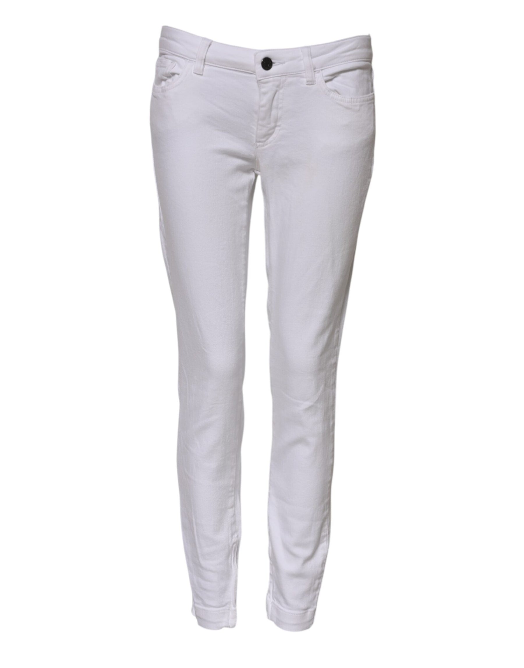 Dolce & Gabbana White Cotton Low Waist Skinny Denim Jeans | Regal Royce