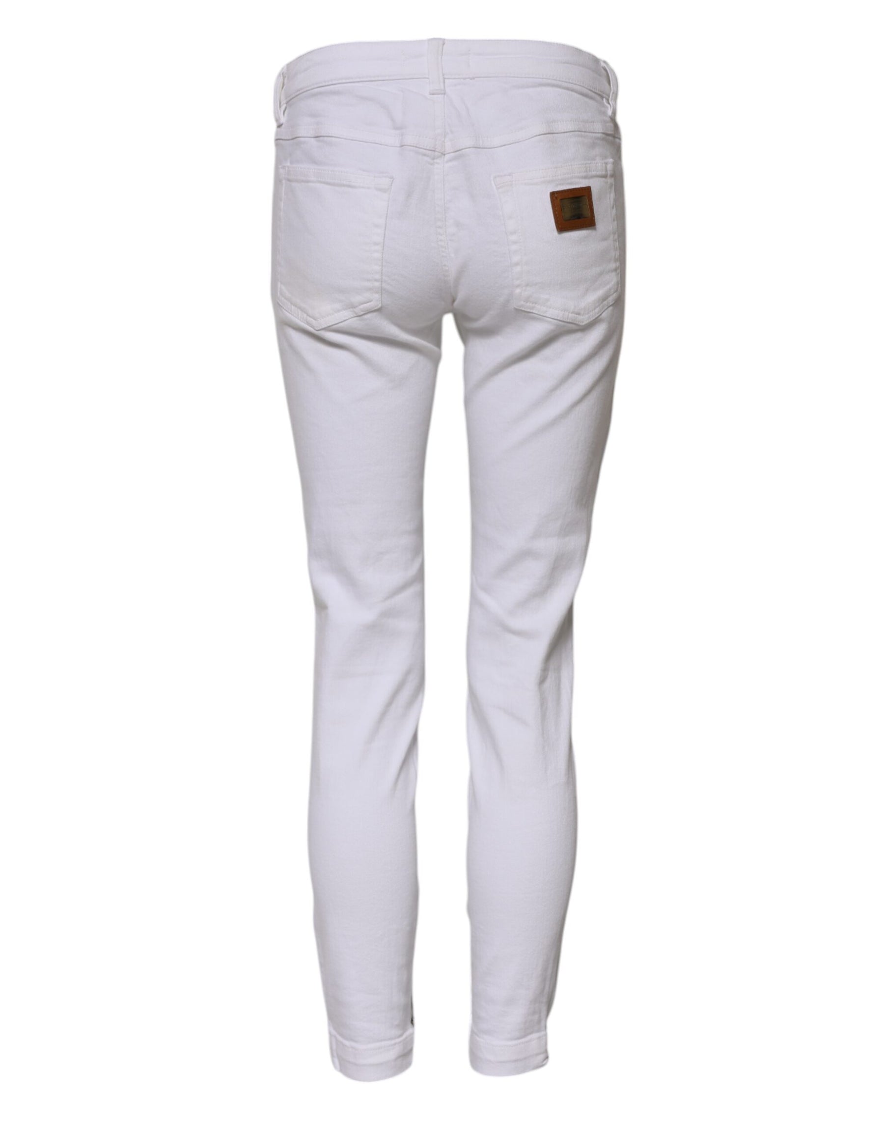 Dolce & Gabbana White Cotton Low Waist Skinny Denim Jeans | Regal Royce