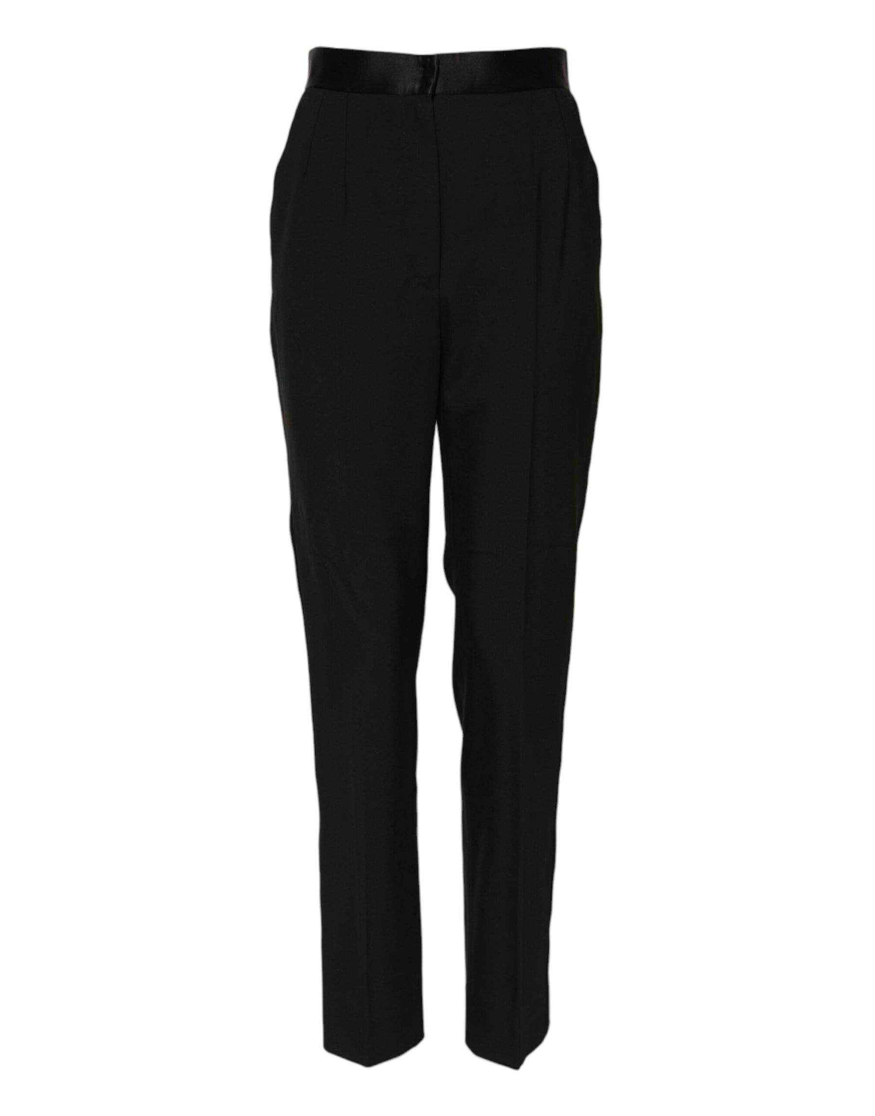 Dolce & Gabbana Black Wool Tapered High Waist Pants | Regal Royce