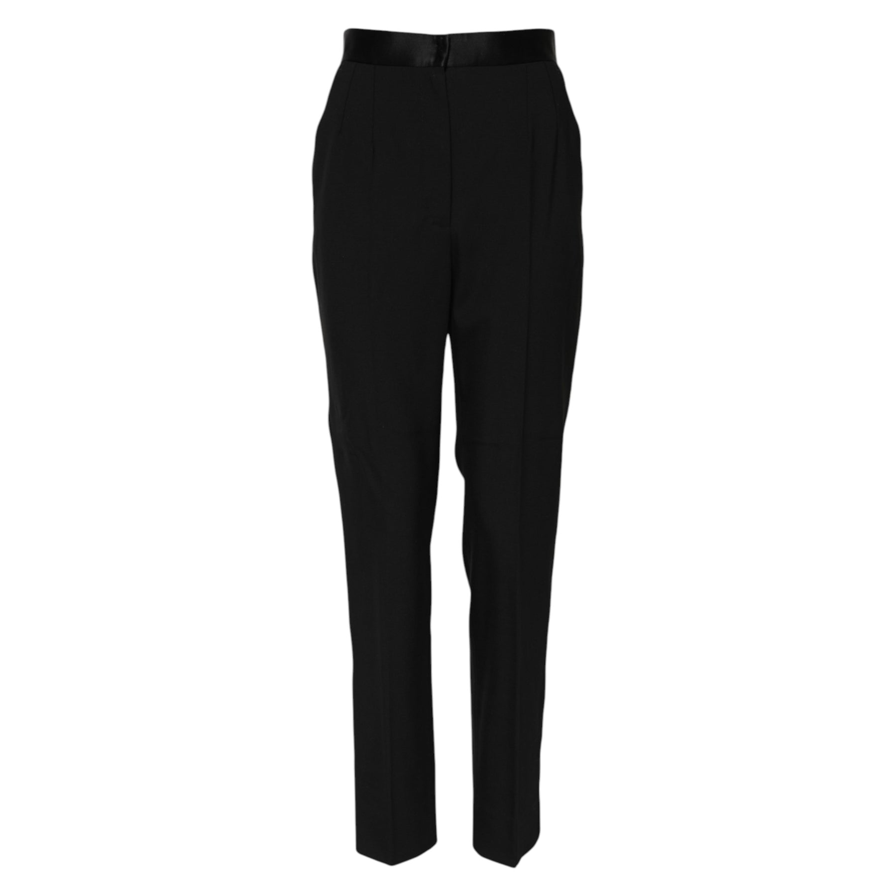 Dolce & Gabbana Black Wool Tapered High Waist Pants | Regal Royce
