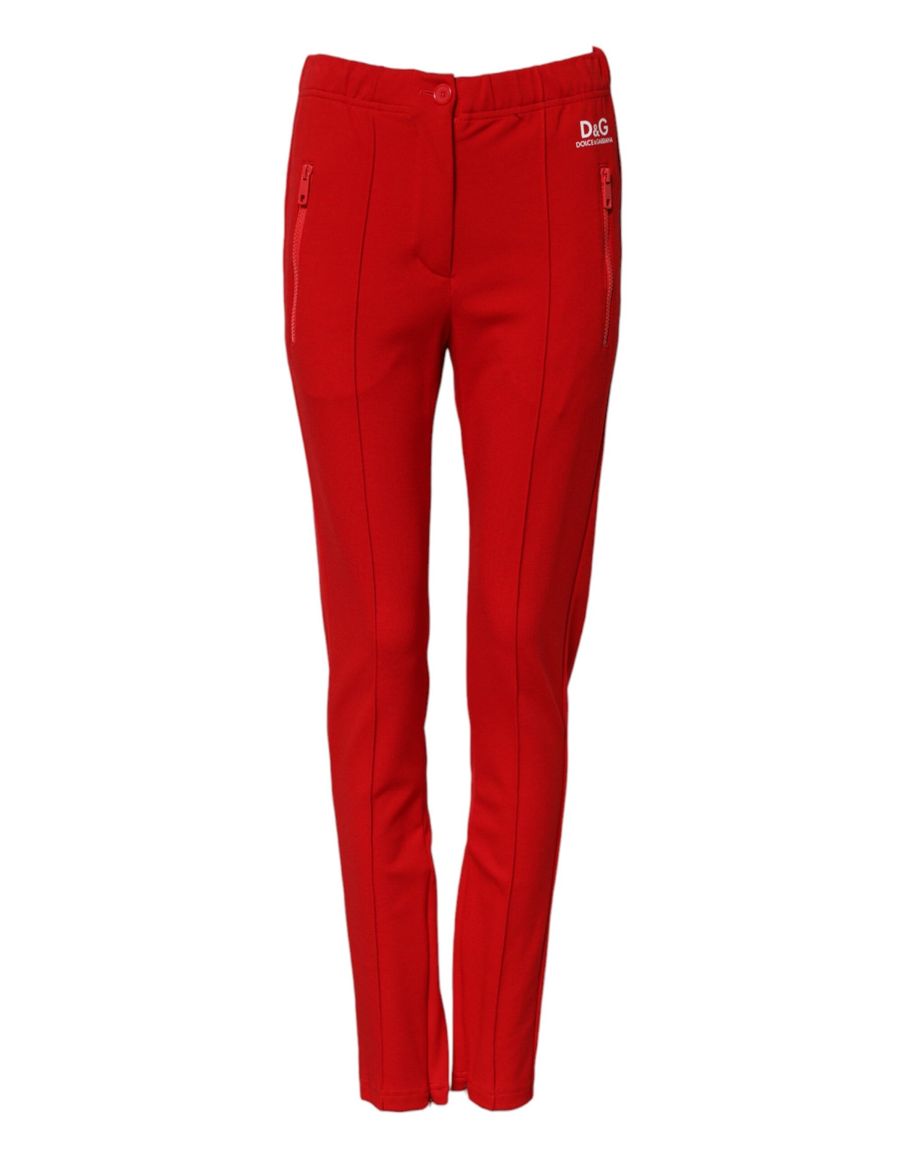 Dolce & Gabbana Red Mid Waist Slim Fit Pants | Regal Royce