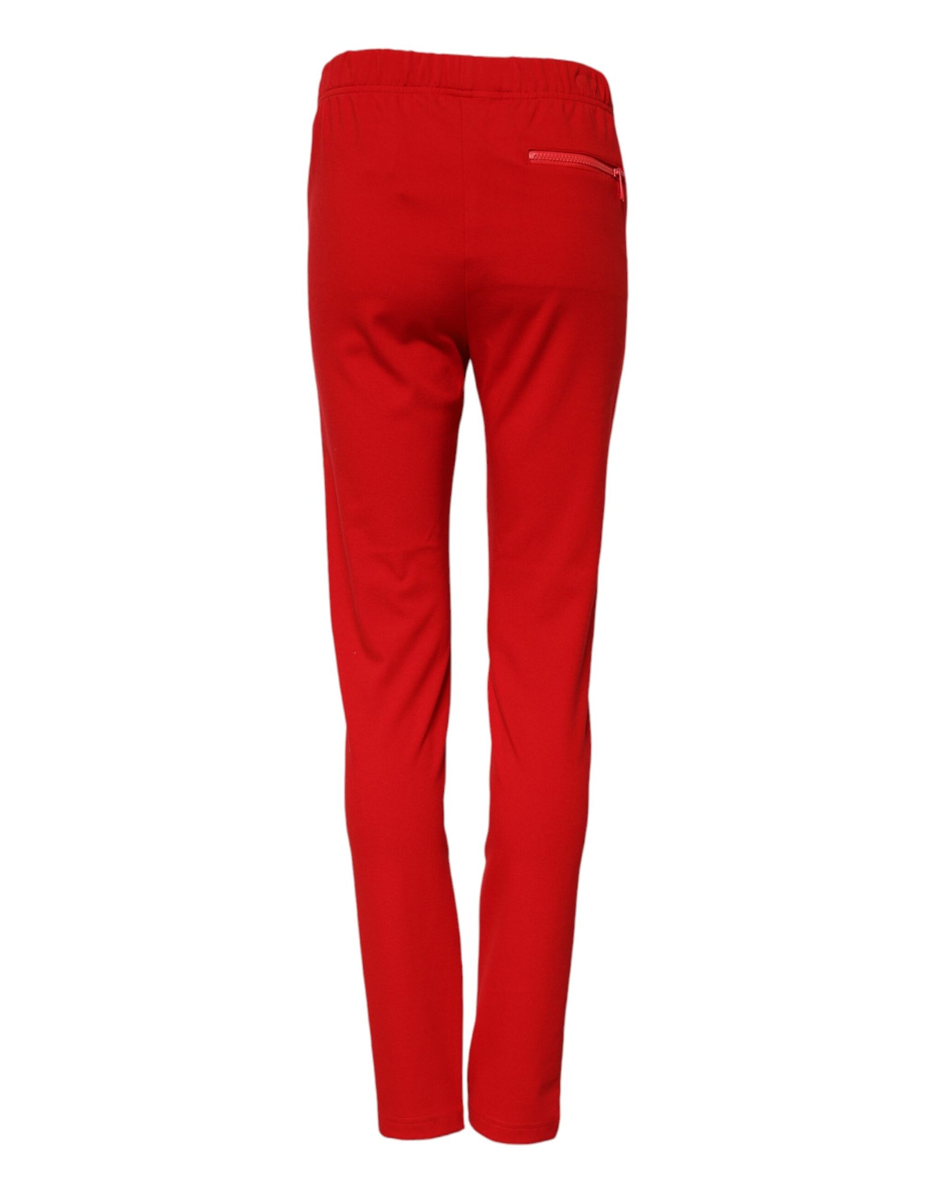 Dolce & Gabbana Red Mid Waist Slim Fit Pants | Regal Royce