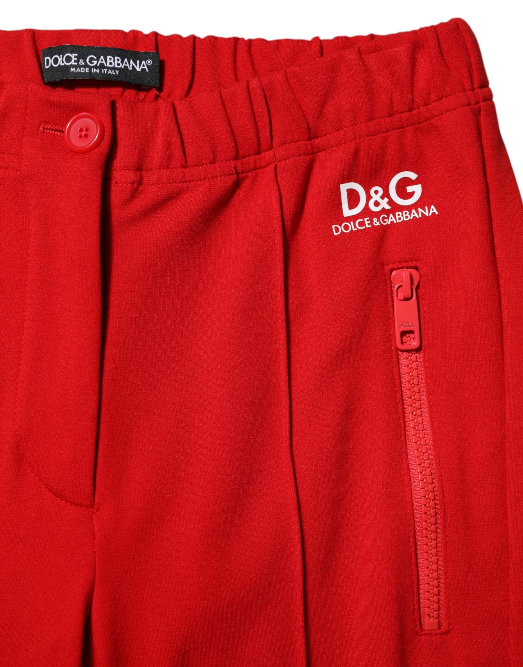 Dolce & Gabbana Red Mid Waist Slim Fit Pants | Regal Royce