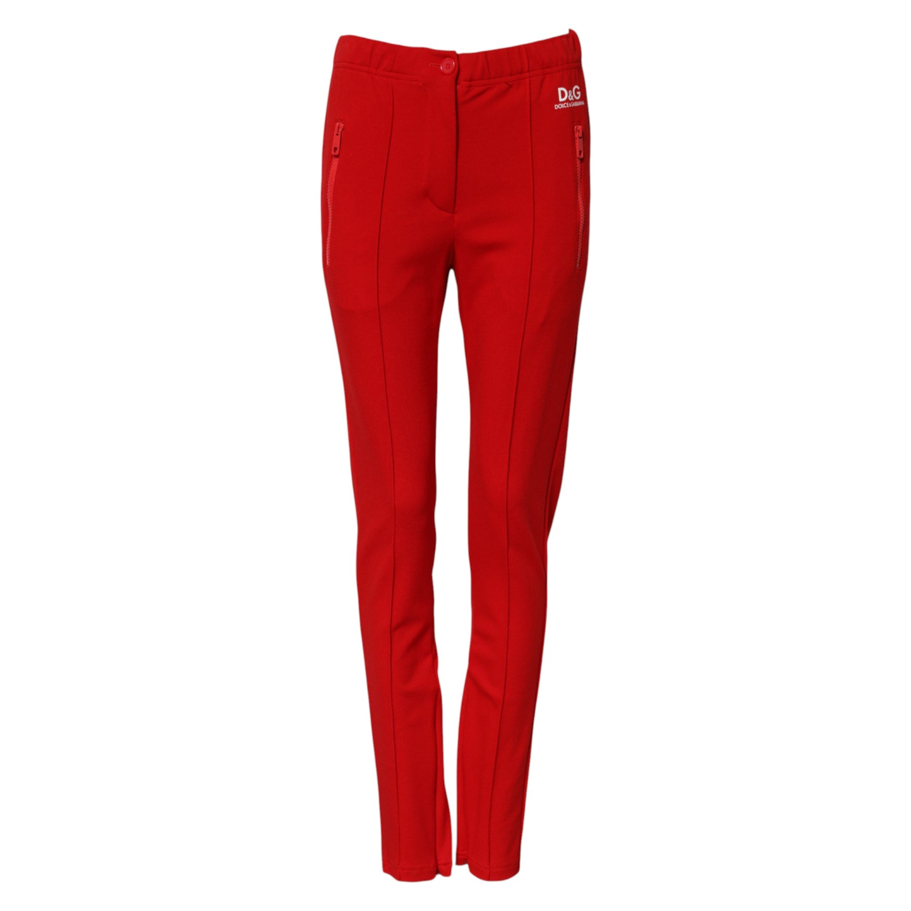 Dolce & Gabbana Red Mid Waist Slim Fit Pants | Regal Royce