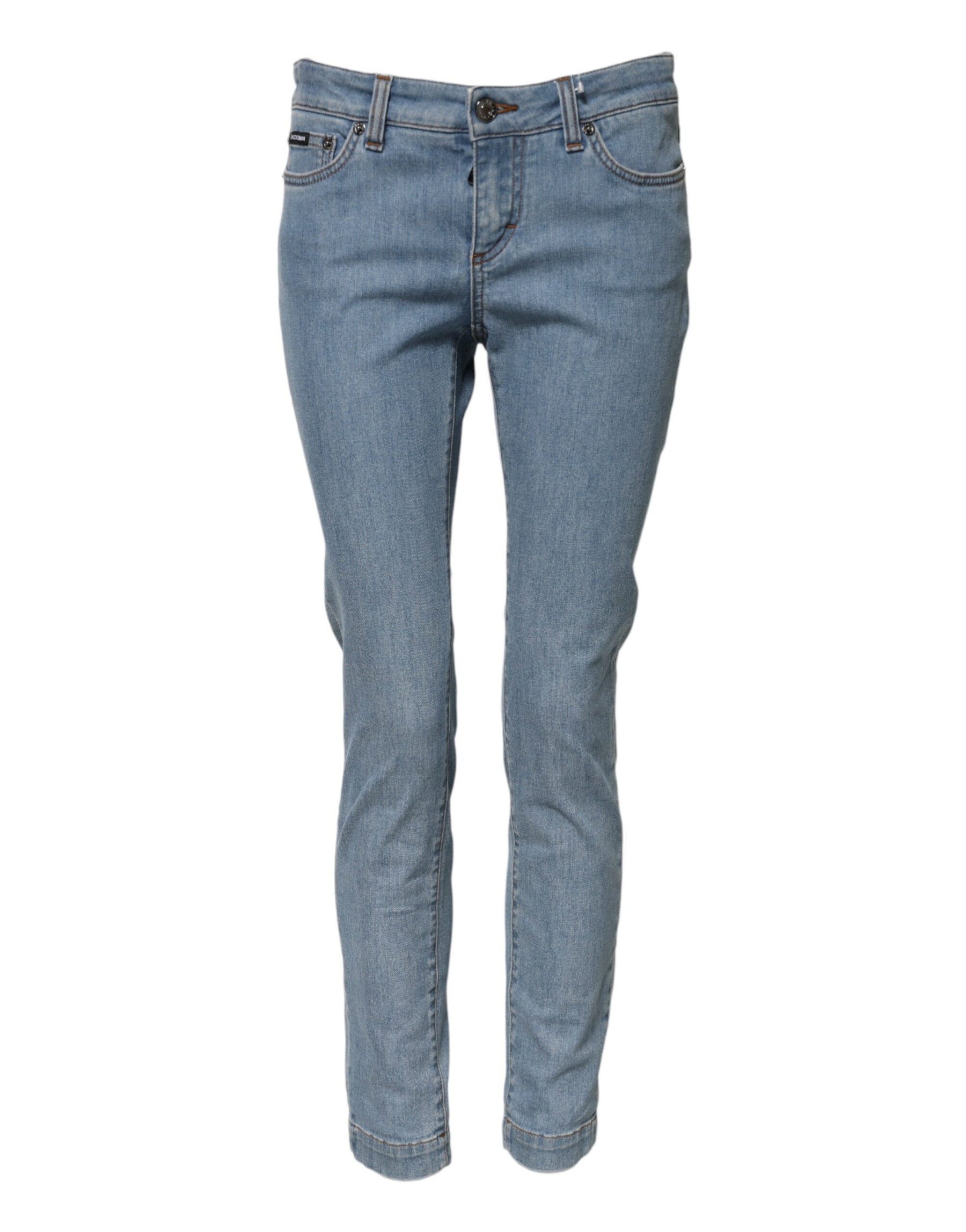 Dolce & Gabbana Blue Cotton PRETTY MidWaist Skinny Denim Jeans | Regal Royce